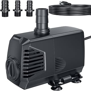 POPOSOAP 680GPH Submersible Pump(2400L/H, 55W), Ultra Quiet Fountain Pump with Over Heating Protection & Filter Sponge 8.5ft High Lift for Pond, Fish Tank, Aquarium, Hydroponics, Waterfall Q104