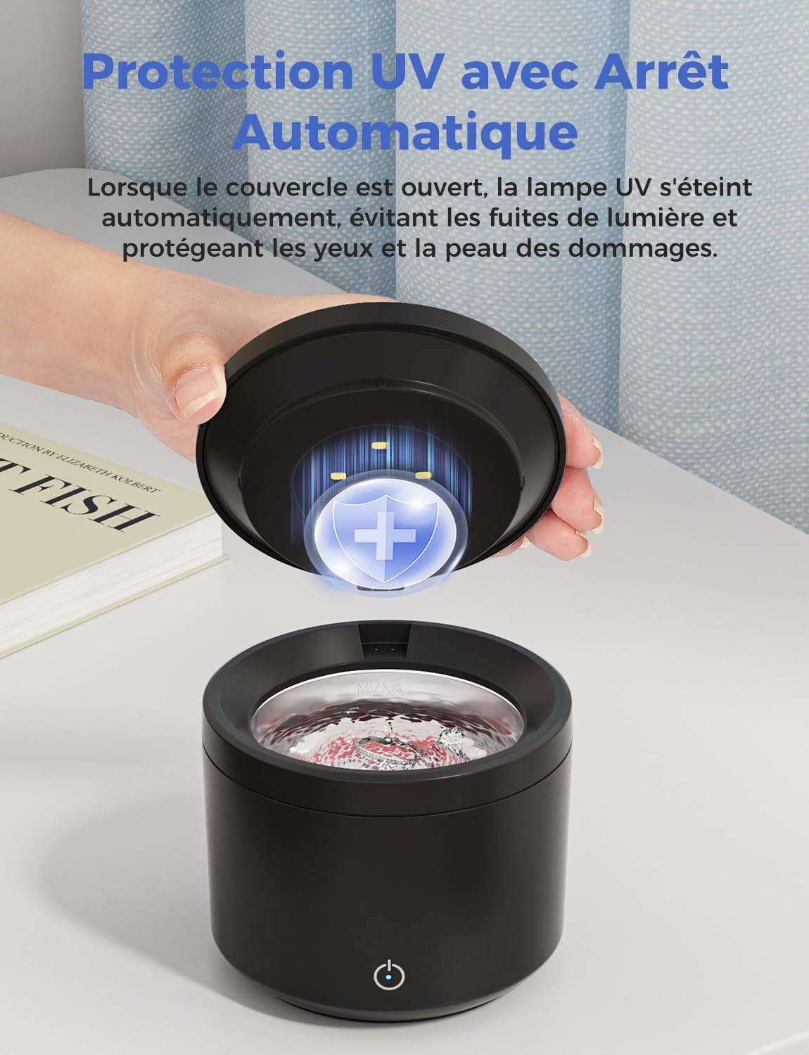 Nettoyeur Ultrasons Ultrasonic Cleaner 48000Hz 200ml avec Lampe UV Dentaire Noir