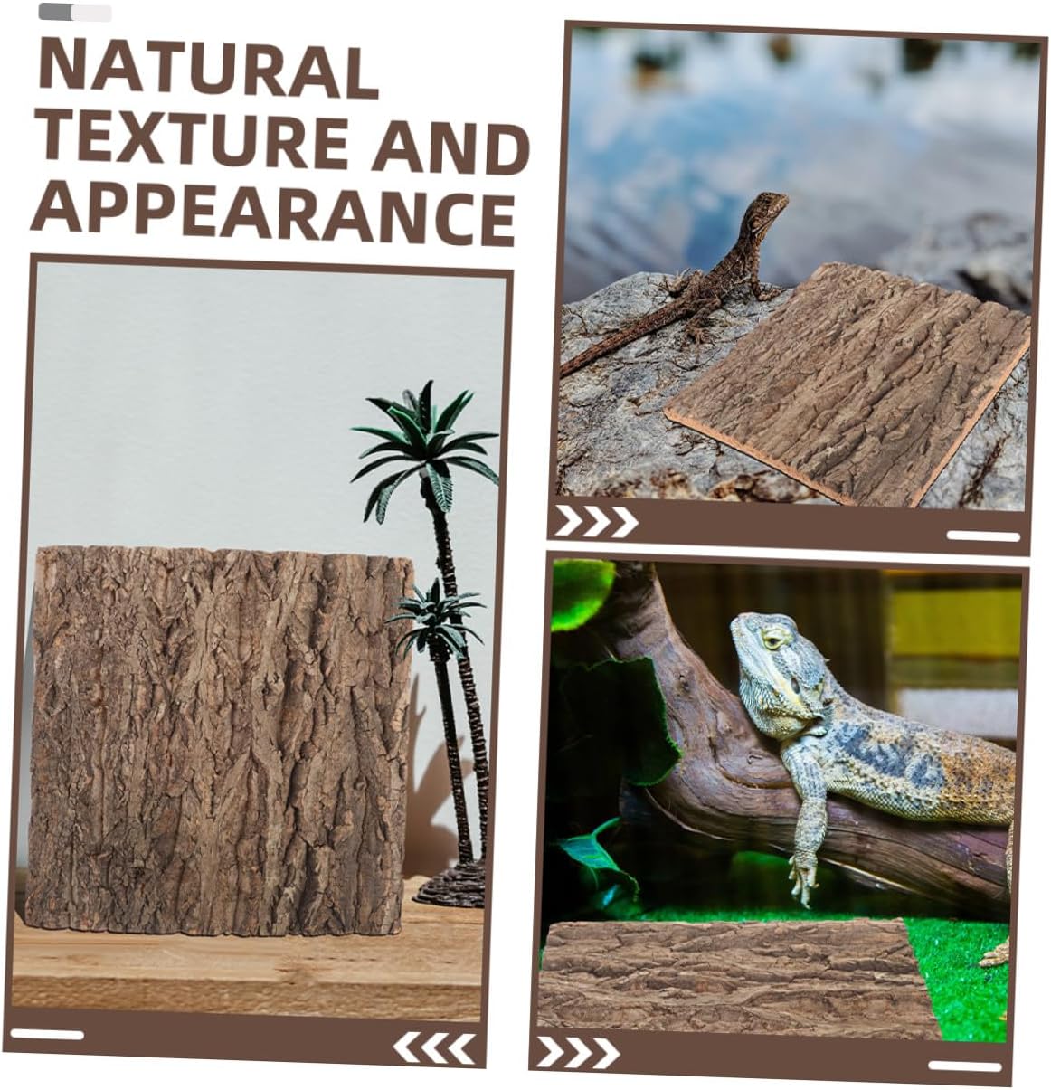 Luxshiny 2pcs Natural Cork Bark Background with Backboard Tree Bark Wall Panel for Reptile Climbing Aquarium Decoration and Green Plant Wall Accent