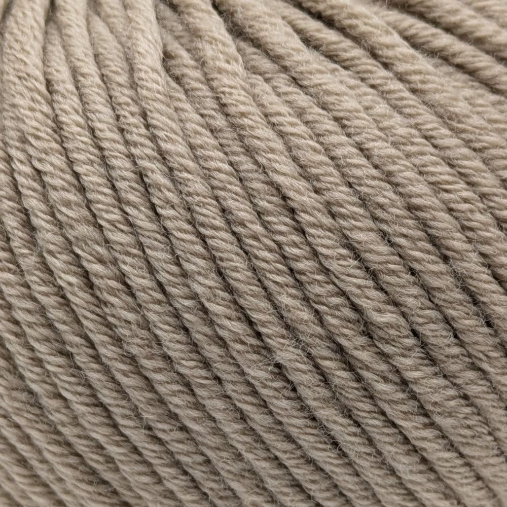 Aran-Weight 100% Superwash Fine Merino Wool Knitting and Crochet Yarn, Mulesing-Free, 50g - Purely Merino Aran 3660 Dark Sand