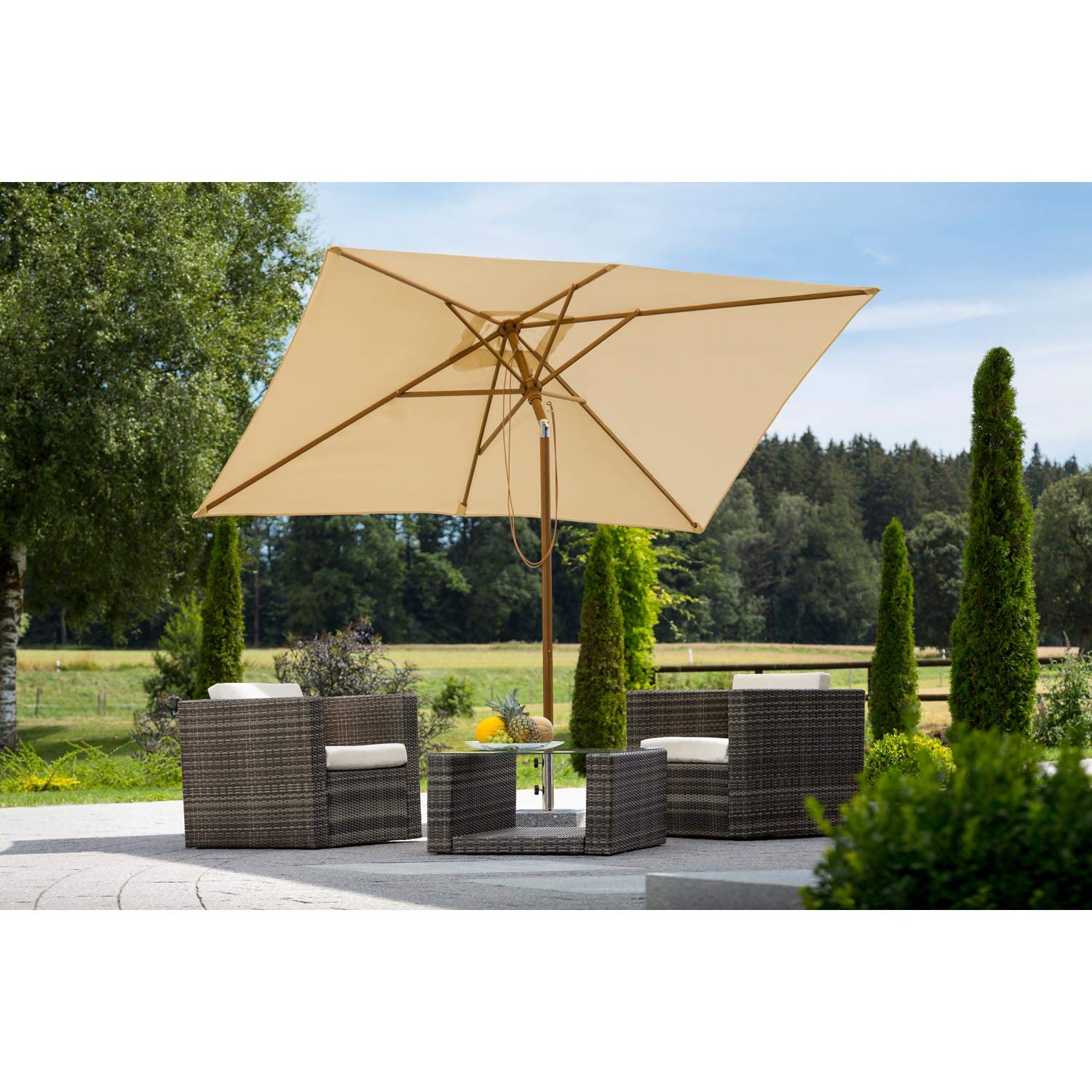 Schneider Sonnenschirm Malaga,natur, 300 X 200 Rechteckig, Gestell Alu/Stahl, Bespannung Polyester, 6.9