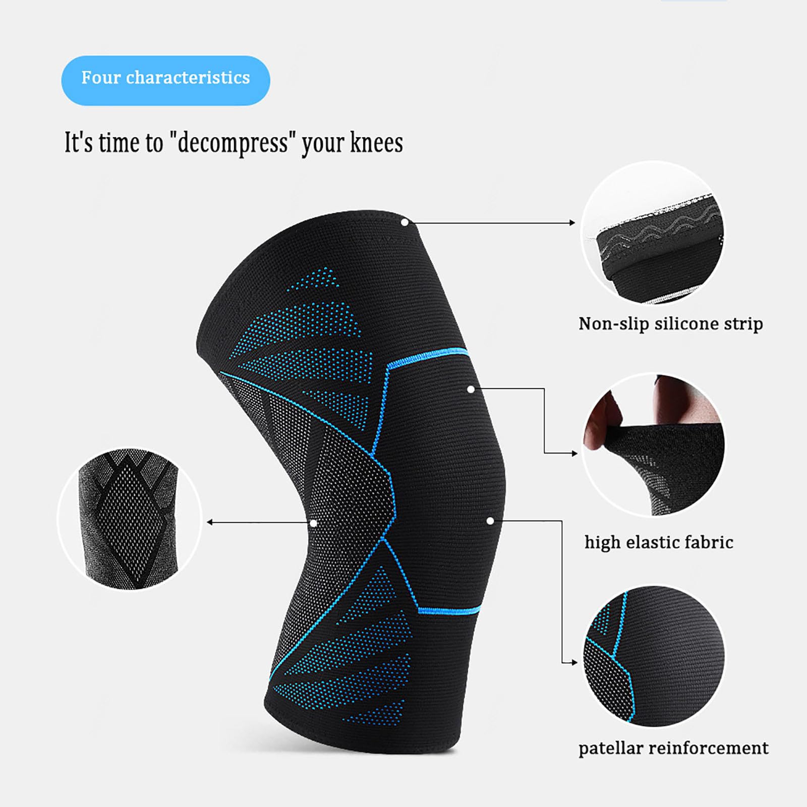 Kniebandage für Damen und Herren, 2er-Pack Kniebandage Gegen Knieschmerzen, Kniebandage, Kompressionsmanschette, Knieschoner Zum Laufen, Gewichtheben, Wandern,C-L