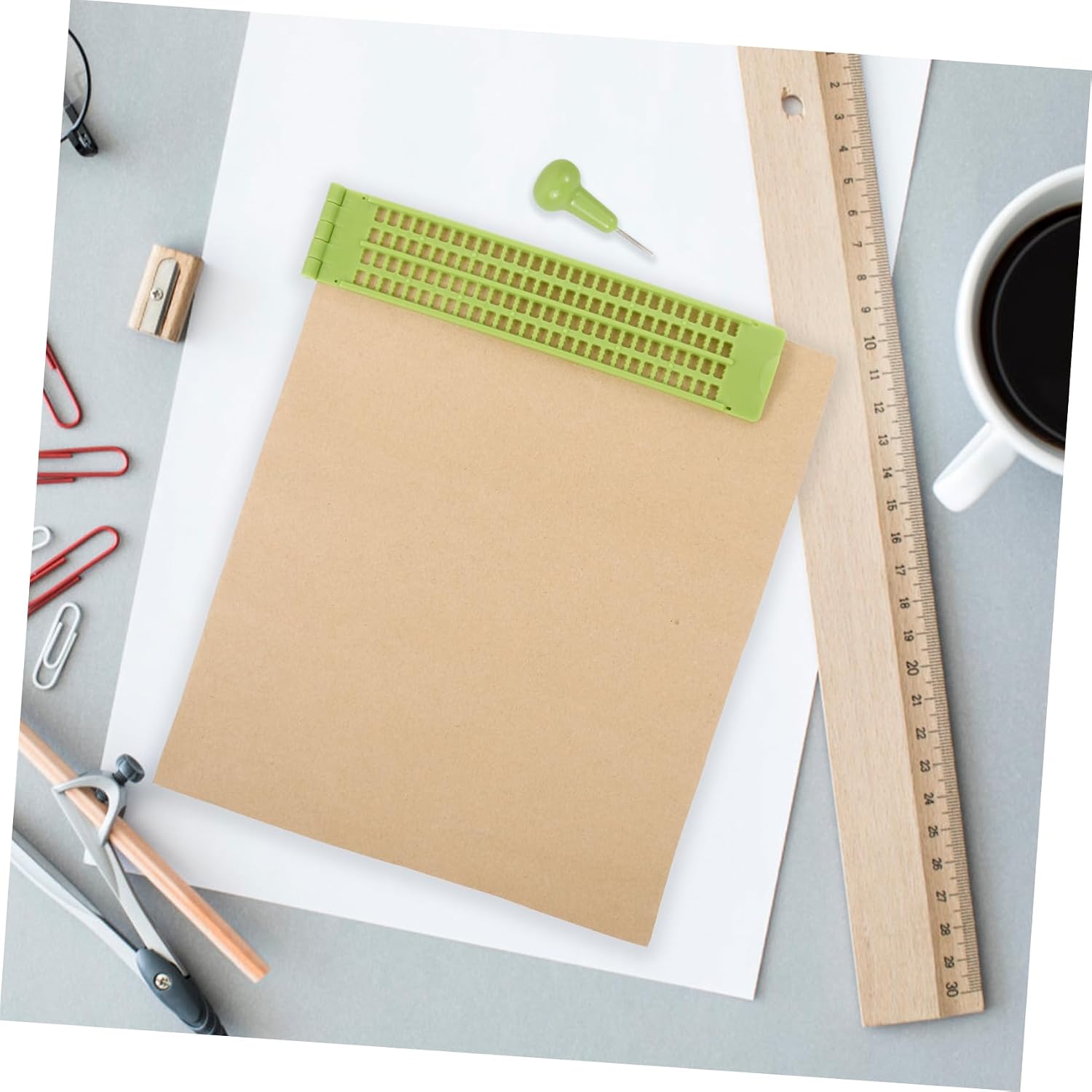1set Braille Writing Board Blind Portable Line Cell Tactile Writing Kit Stylus Braille Paper for Learning and Practice
