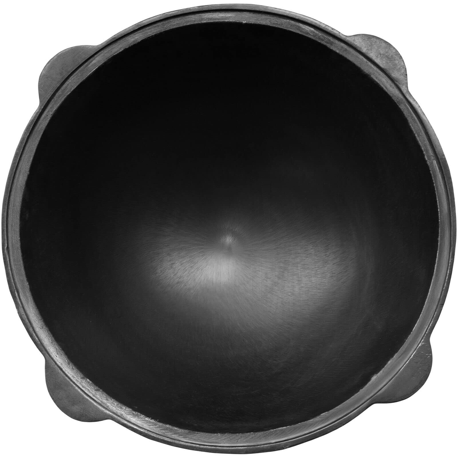 Namangan Kazan Pot pivotant en fonte 6 l (fond rond) Kazan Ouzbek Cast Iron Chaudron Uzbek Camping Uzbek Asia Wok avec couvercle en aluminium
