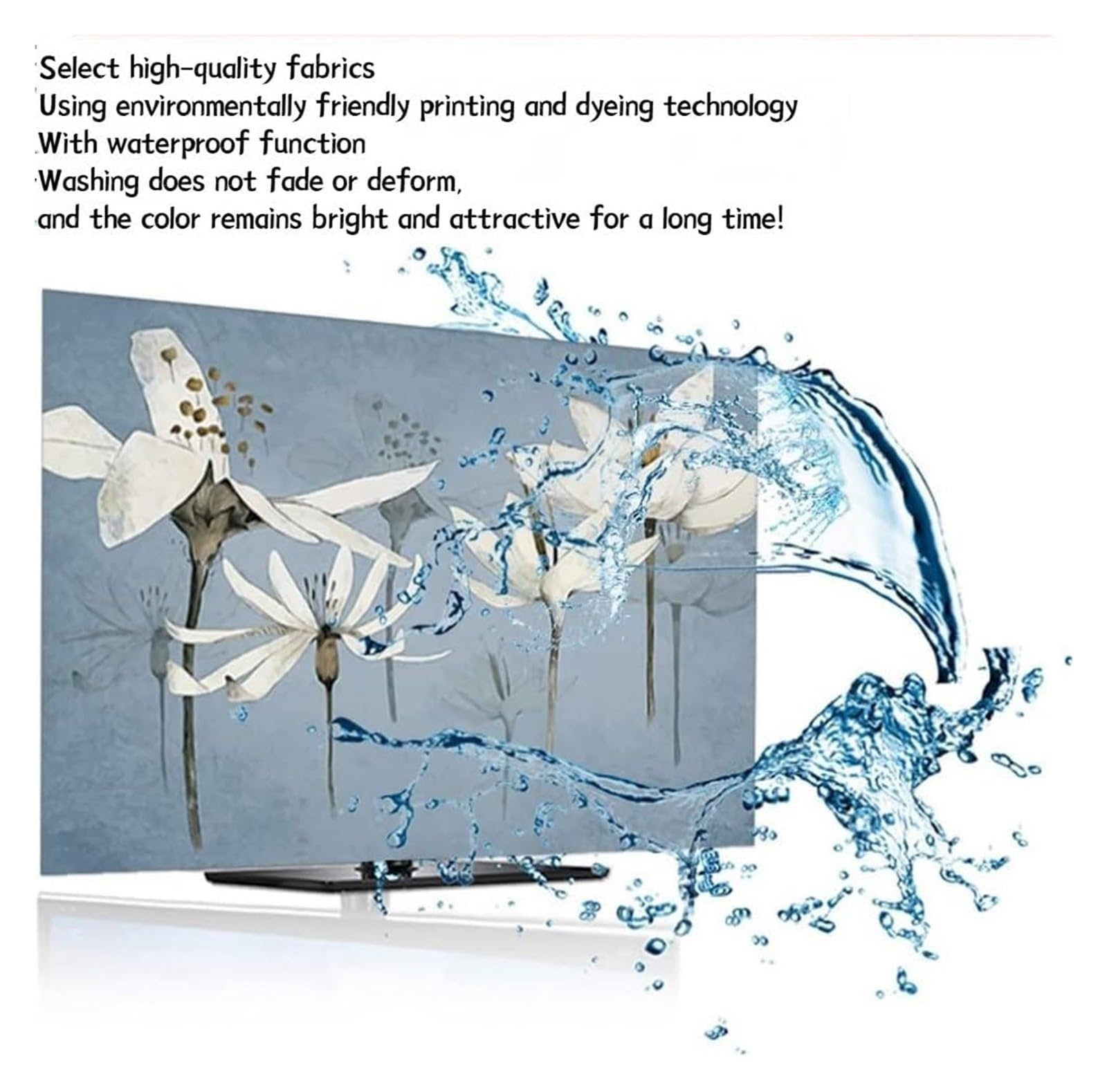 Osłona do telewizora, Etui ochronne na płaskie/zakrzywione telewizory z rozciągliwej tkaniny(Flower2,70inch)