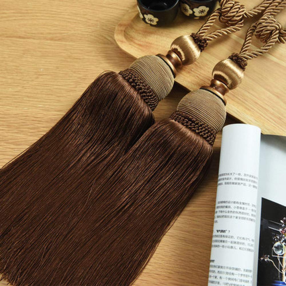 LIJUCAI 2 Unids/par Cepillo de Cortina Tiebacks Borla Flecos Cinturón Colgante Bolas Accesorios de Cortina Holderback Tie Backs Amarre, café