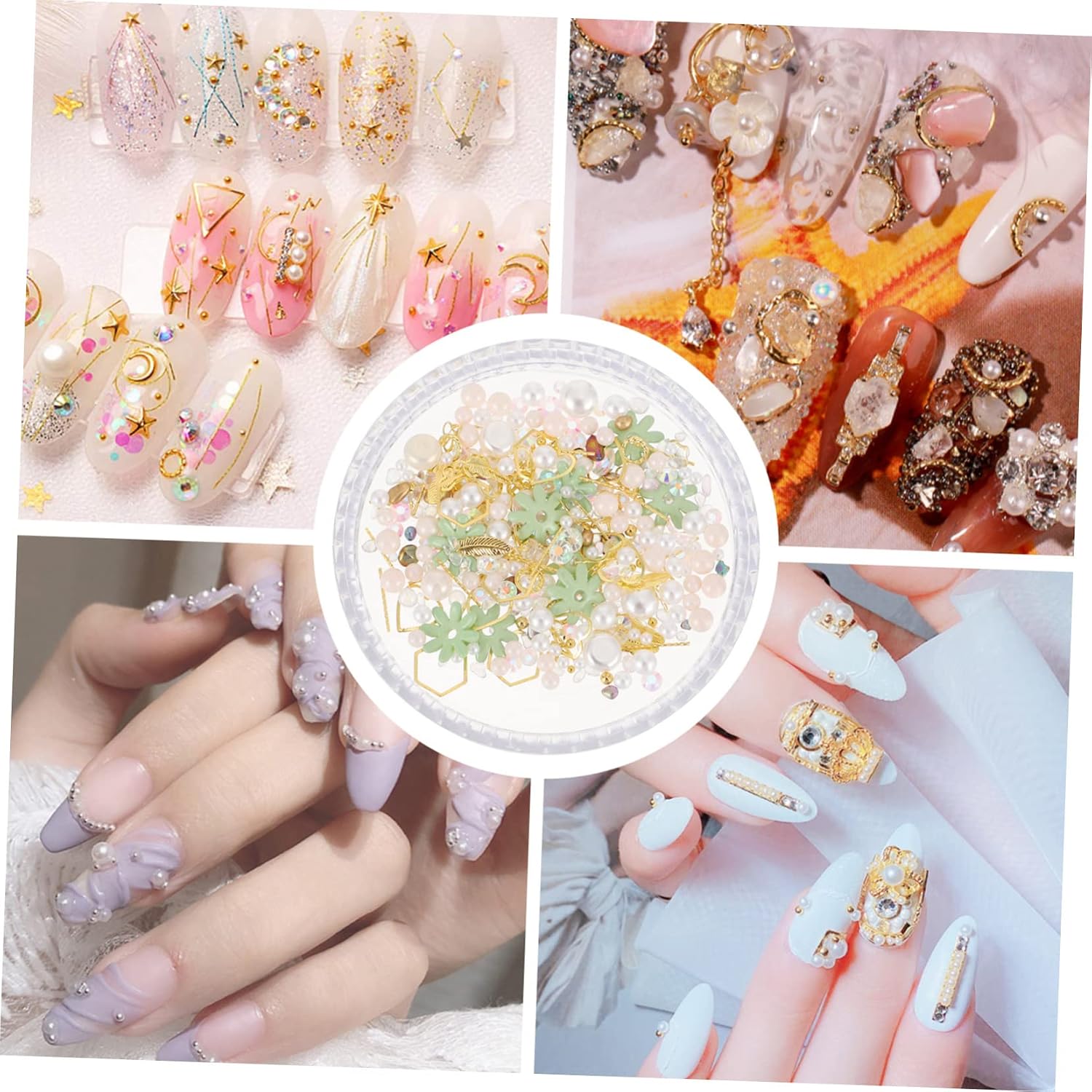 Ipetboom DIY Nail Art Studs Shiny Manicure Gems Charms Nail Accessories for Salon Decor