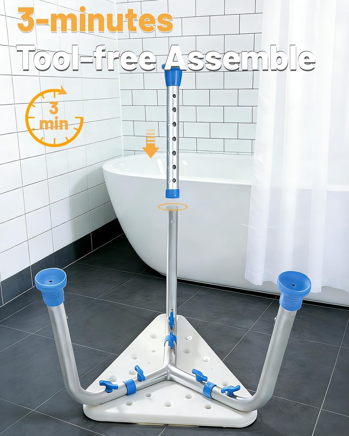 LEAGENTT HSA/FSA Triangular Shower Chair for Inside Shower, Space-Saving Corner Shower Stool for Compact Showers, Small Shower Stool for Shaving Legs, Adjust Shower Seat for Pregnant/Elderly/Disabled