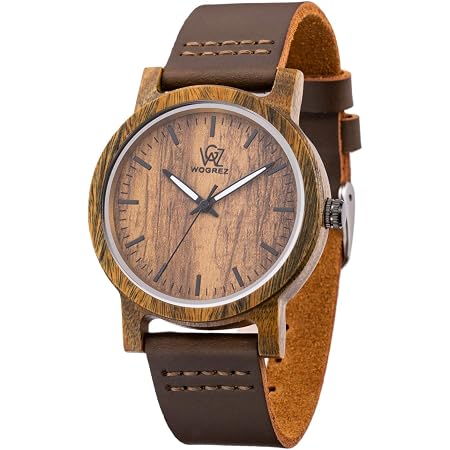 Sentai Orologio In Legno Uomo e Donna Orologio da Polso Analogico Al Quarzo  da Con Cinturino in Pelle Orologi in Legno Idee Regalo Originali :  Amazon.it: Orologi
