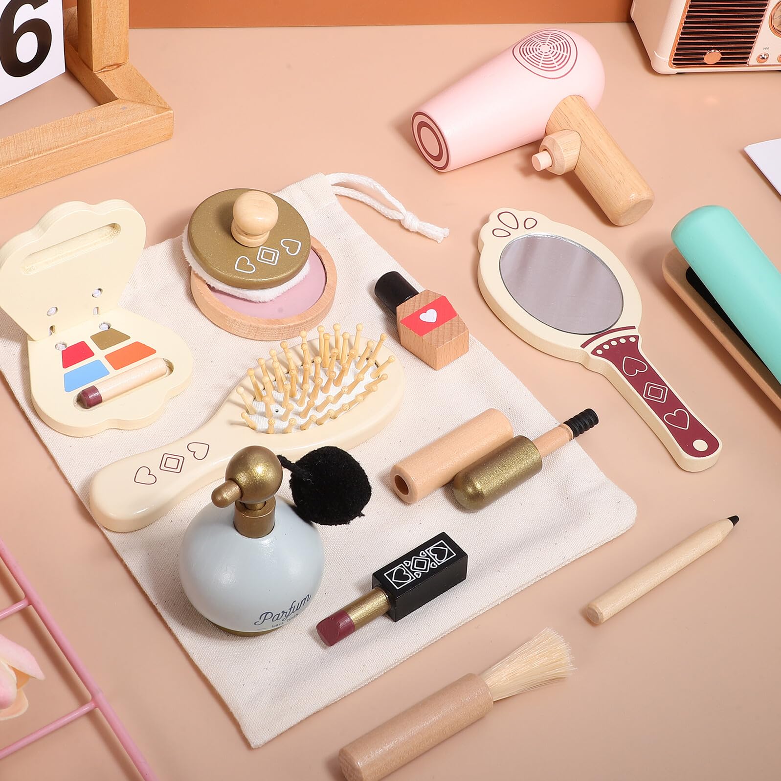 Set di Trucco Finto in Legno, Makeup Toys per Bambini | Trucco Giocattolo, Decorazioni Scuola, Set di Trucchi Giocattolo, Playtime e Birthday