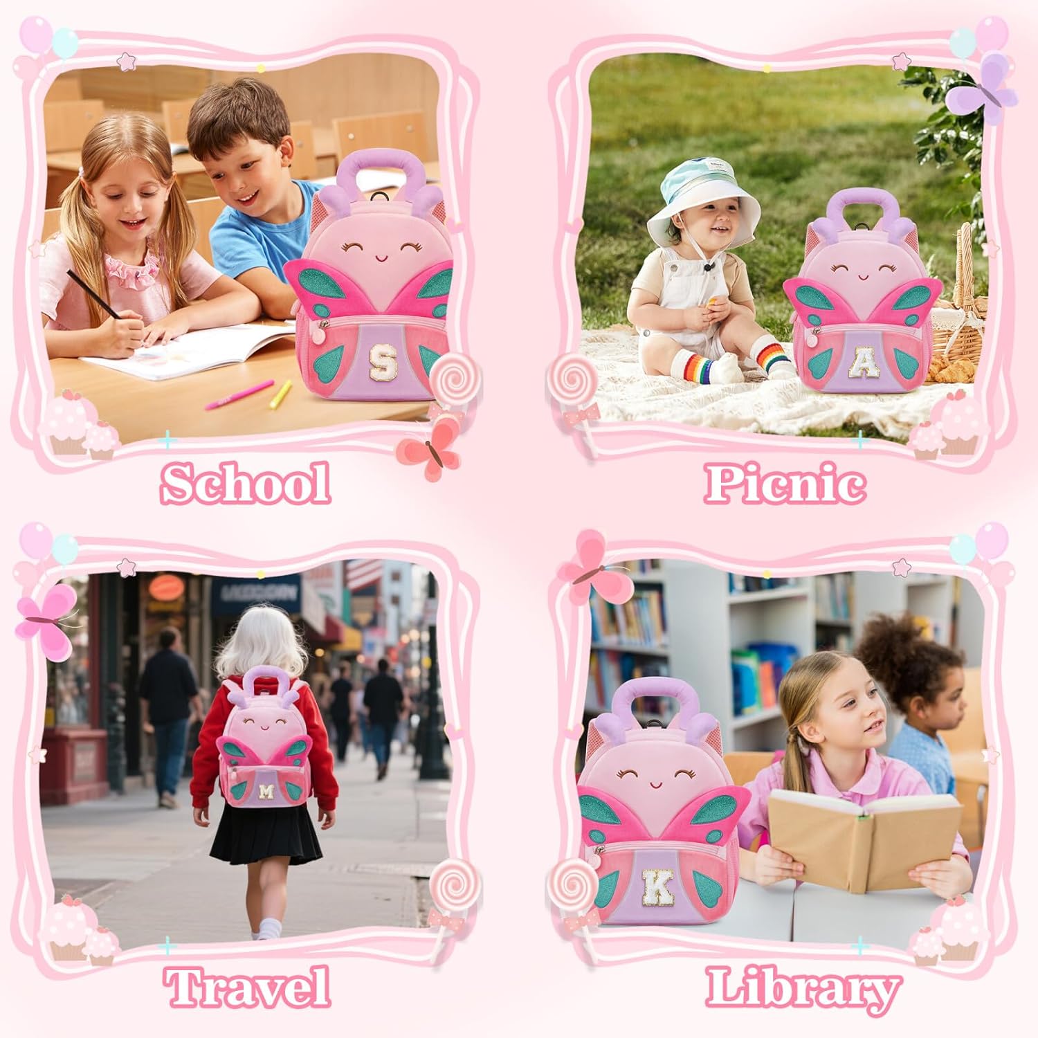 YOOLIFE Birthday Gifts for Girls Kids Personalized Kids Backpack for Little Girls, Gifts For Grandkids Girl Toddler Grandkids Gift for Daughter Pink Backpack L - Image 6