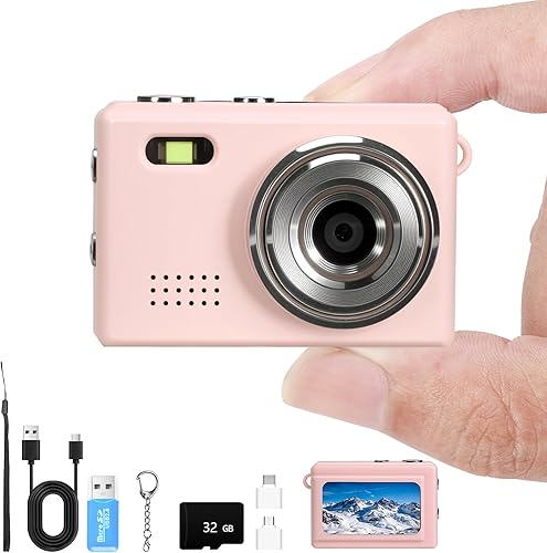 Miniatura 13 de Mini cámara con llavero, FHD 1080p 8MP Mini cámara digital con tarjeta SD de 32 GB, pantalla HD de 0.96 pulgadas, duración de la batería de 100