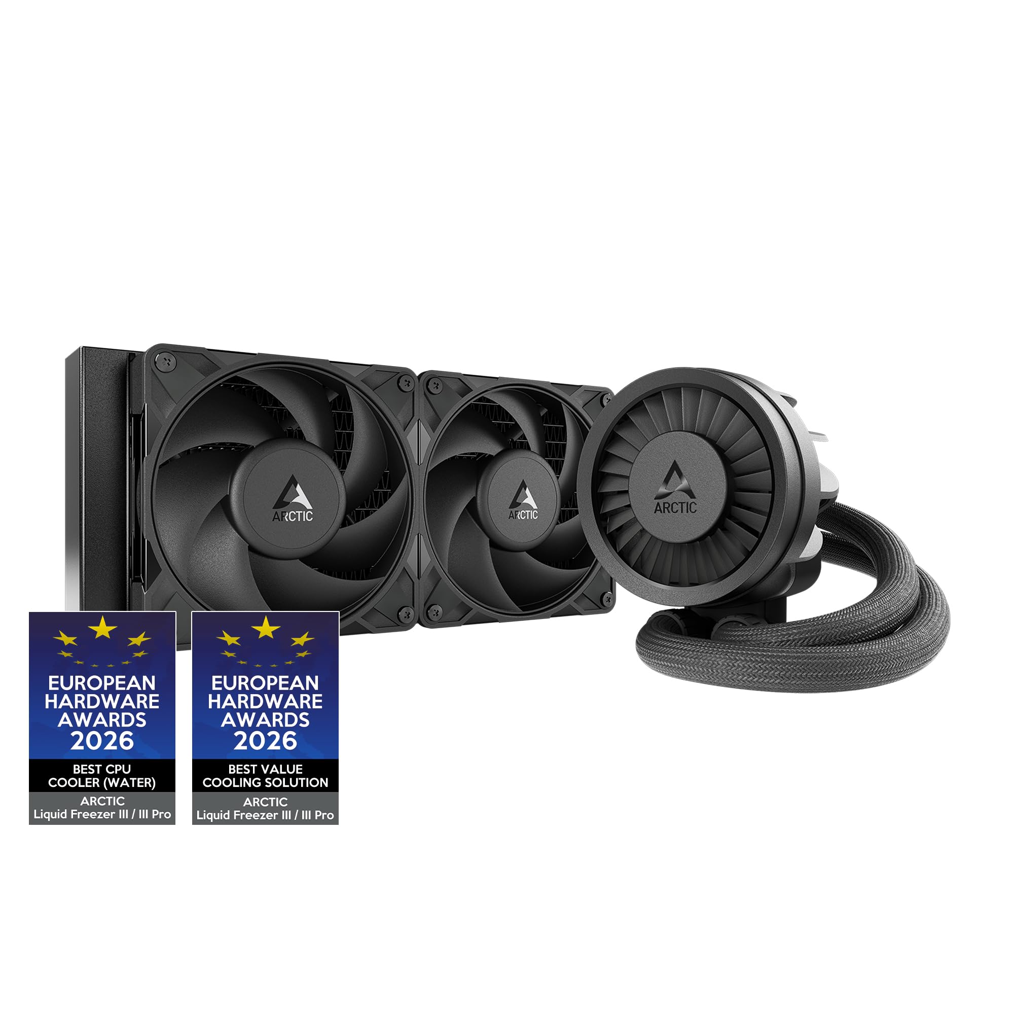 ARCTIC Liquid Freezer III Pro 240 - Refroidisseur CPU AIO, 2 x 120 mm refroidissement à eau, Radiateur da 38 mm, Pompe PWM, ventilateur VRM, AMD AM5/AM4, Intel LGA1851/1700 Cadre de contact - Noir