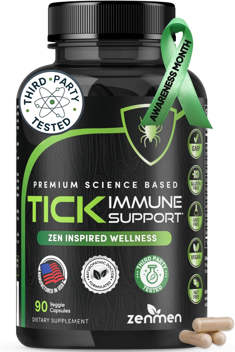 Tick Bite Immune Support Supplement - Japanese Knotweed, Cat's Claw, Chinese Skullcap, Cryptolepis Sanguinolenta, Black Walnut, Black Pepper Extract, Sweet Wormwood Capsules - 120 Vegan Capsules