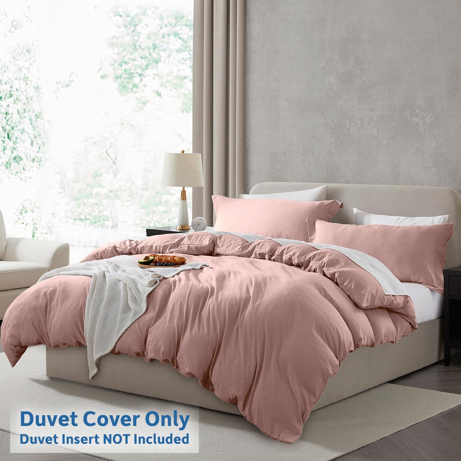 Nestl Blush Pink Duvet Cover Queen Size - Soft Prewashed Queen Duvet Cover Set, 3 Piece, with Zipper Closure, 1 Duvet Cover 90x90 inches and 2 Pillow Shams 32 - Blush Pink Queen (90" x 90") - Zipper Closure