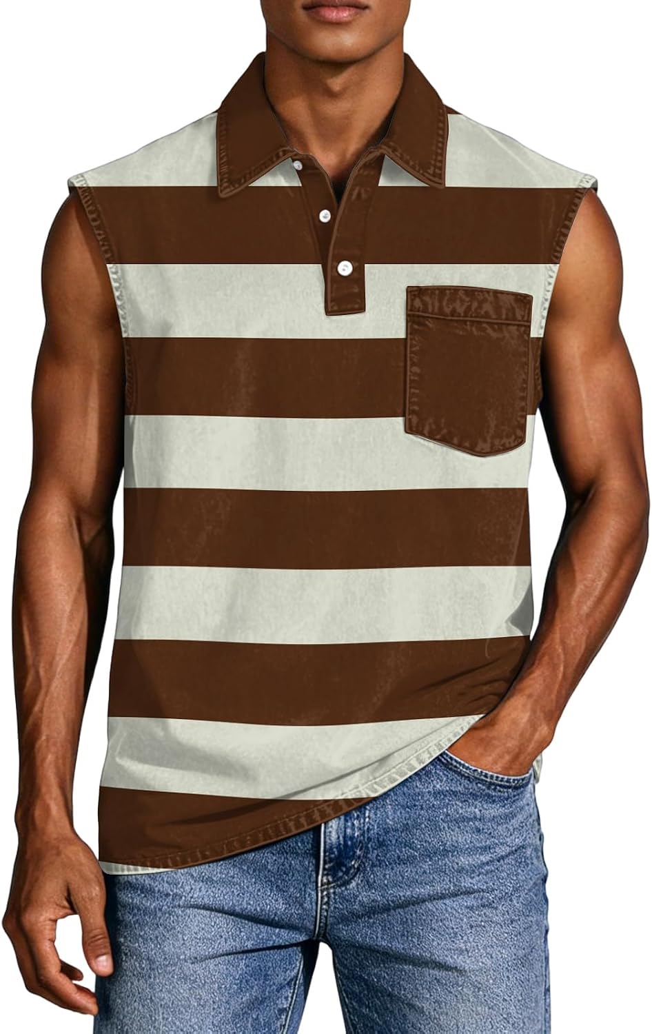 WENKOMG1 Men's Casual Tank Tops Sleeveless Plaid Print Workout Gym Bodybuilding Fitness Muscle Polo Shirt, S-4XL