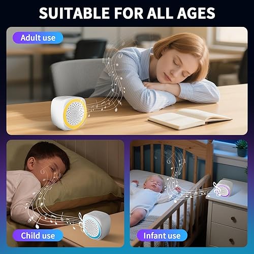 Miniatura 6 de Duerme mejor en cualquier lugar Máquina portátil de ruido blanco para bebés y adultos 26 sonidos sin bucle, máquina de sonido de sueño de viaje