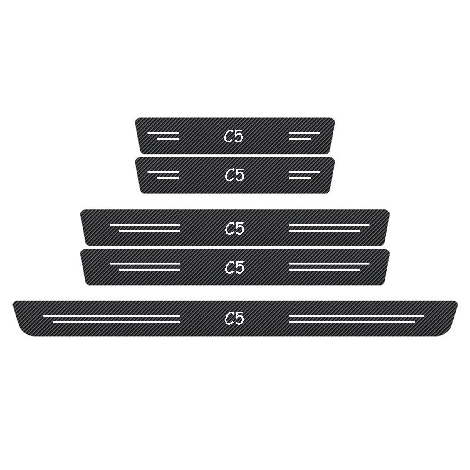 WXH97F 5PCS Car Door Sill Protector for Citroen C5 2000-2019, Carbon Fibre Effect Kick Plates, Welcome Pedal Step Guard, Rear Boot Bumper Strip, Self-Adhesive Anti-Scratch Protection Sticker
