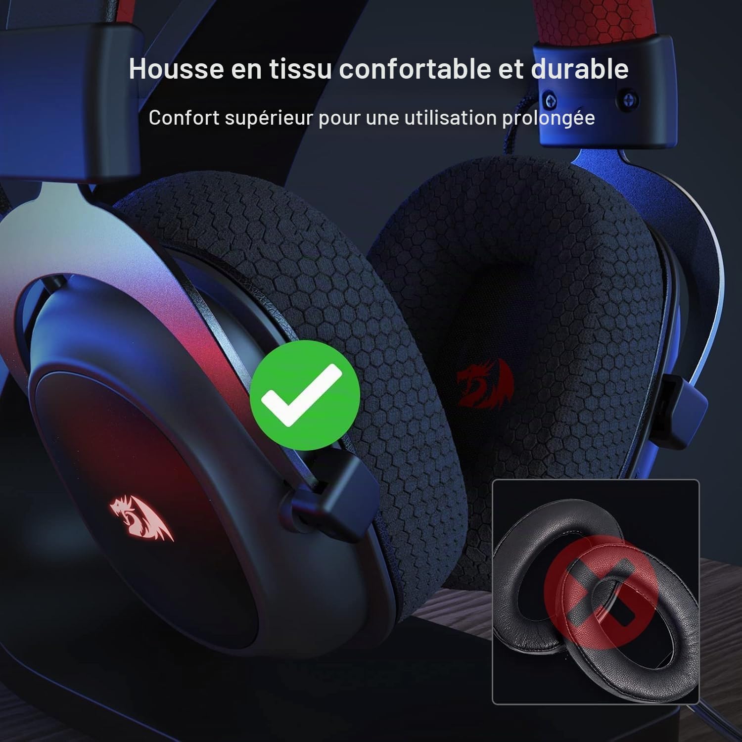Redragon H510 Zeus X Casque Gamer sans Fil RVB 71 53mm USB Multi Plateforme | Casque gamer sans fil son 71 pilotes 53mm coussinets mousse memoire RVB alimente par USB multi plateforme