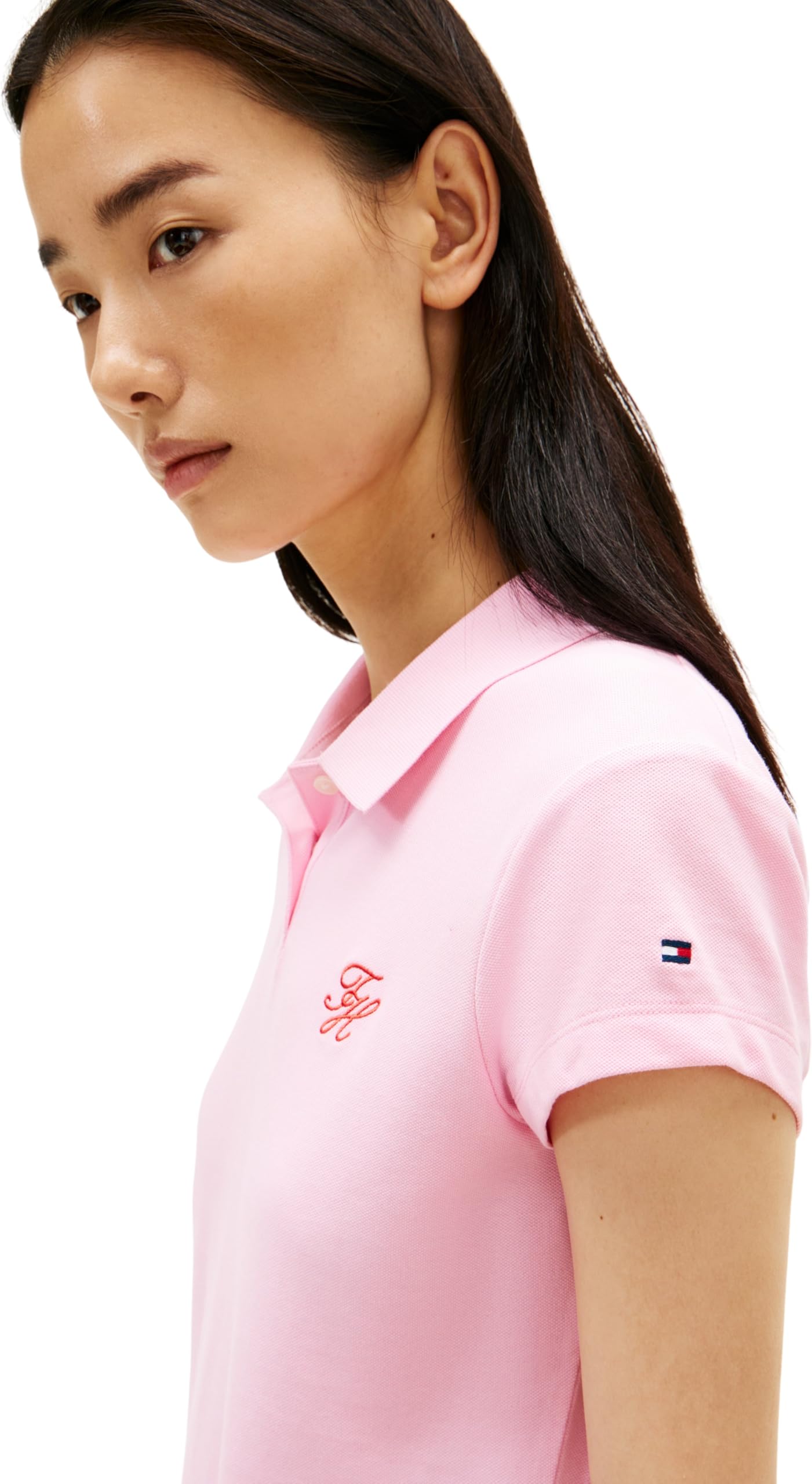 Tommy Hilfiger Damen Th Script Slim Ss Polo Ww0ww49259 S/S Poloshirt (1er Pack)