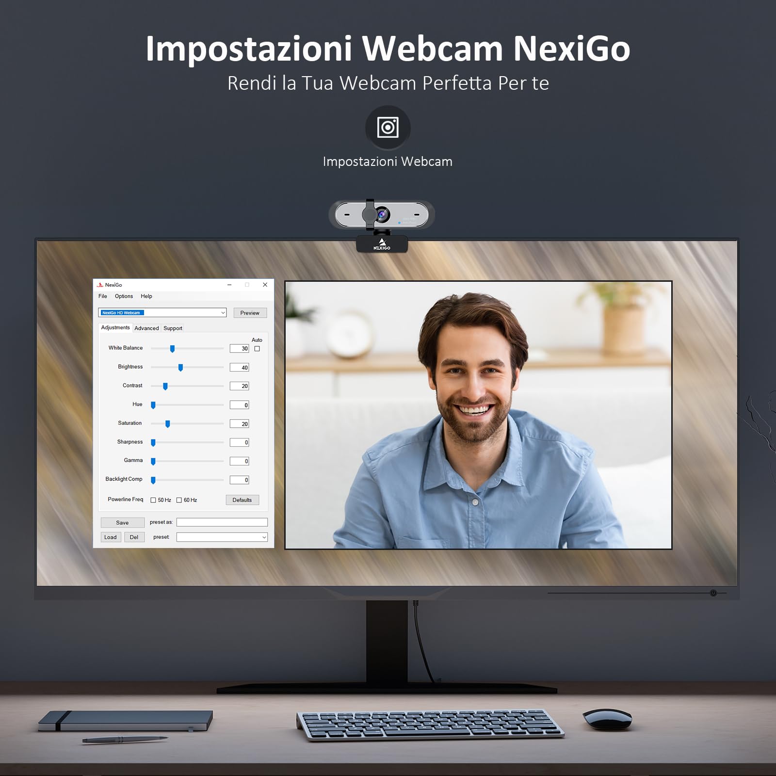 NexiGo N660P 60FPS AutoFocus 1080P Webcam con doppio microfono e copertura privacy, Pro HD USB Computer per OBS Gaming Zoom Meeting Skype FaceTime Teams
