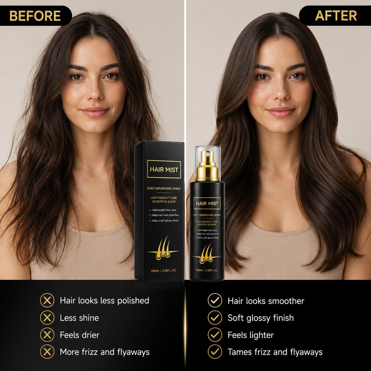 Nebbia nutriente leggera per capelli, confezione da 4