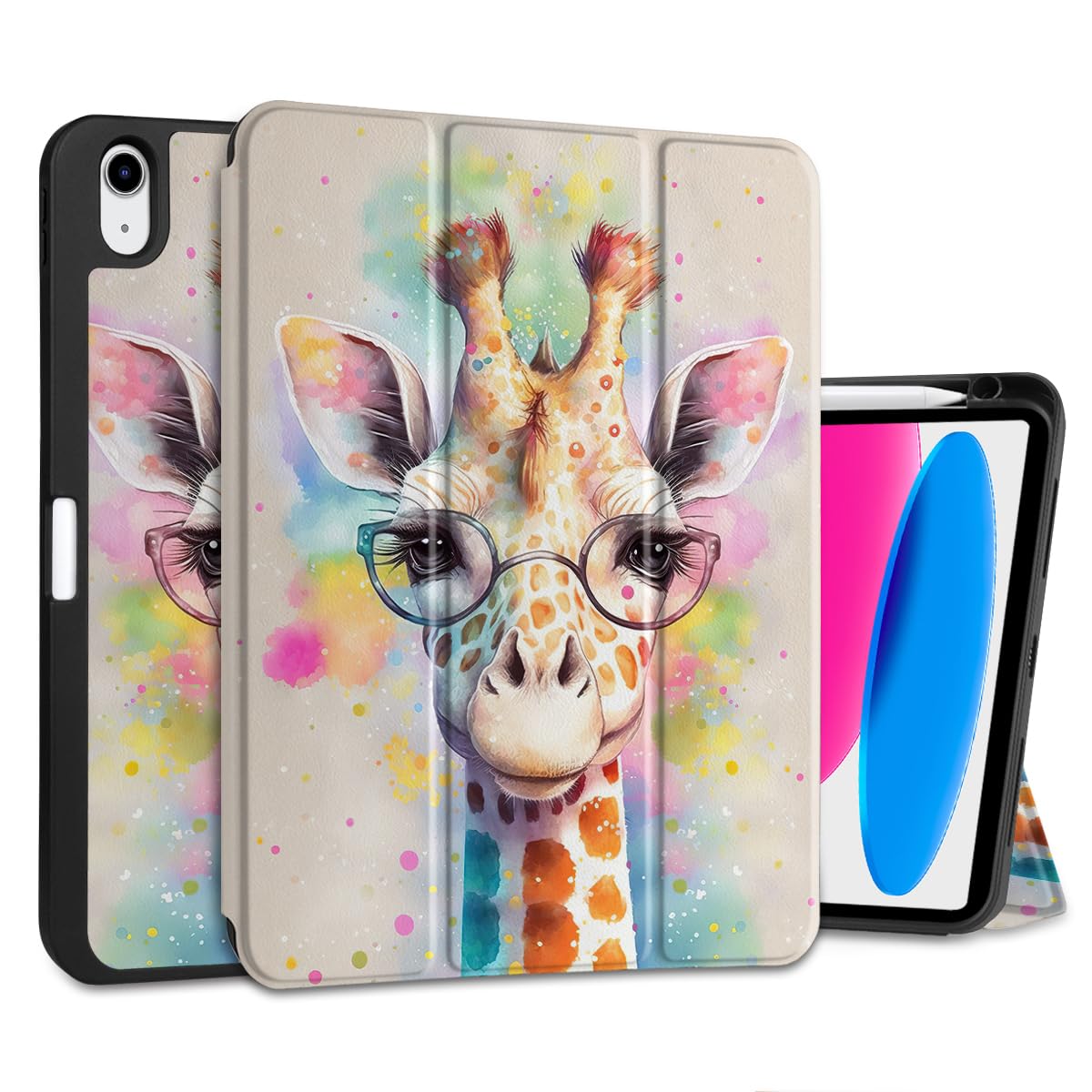 MEEgoodo Case for iPad A16 11th Generation 11 inch 2025/iPad 10th Generation 10.9 inch 2022, Tablet Cover with Trifold Stand + Pencil Holder + Auto