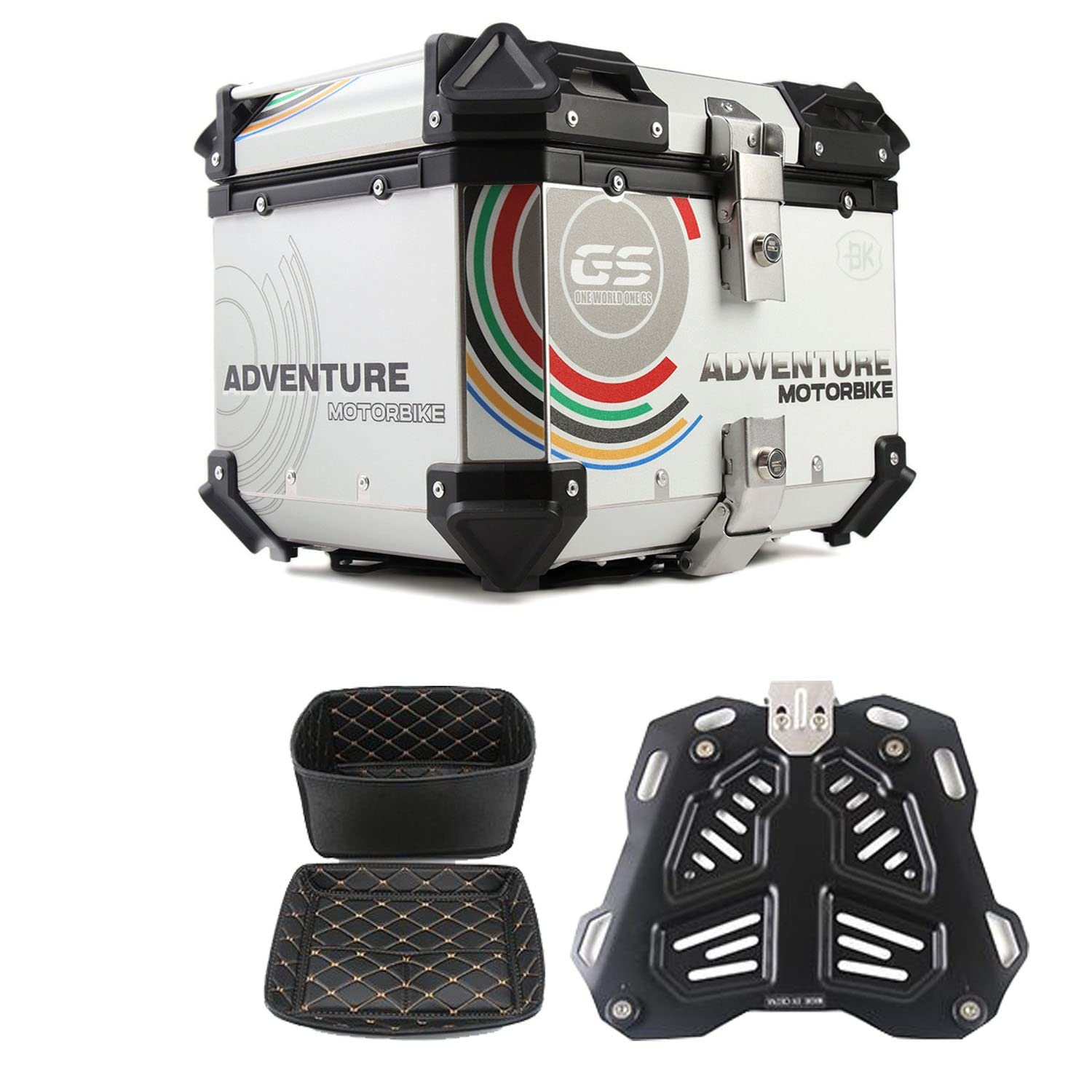 Wnanch One Color 28L 36L 45L 55L 65L 80L 100L Top Box Motorcycle Top Case Lock Storage Carrier Case Tail Box Quick-Release System Aluminum(F-36L)