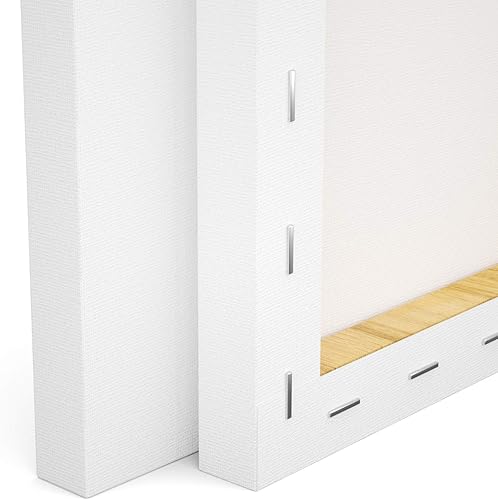 Miniatura 4 de GOTIDEAL Lienzos estirados para pintura, 16 x 16 pulgadas, juego de 7, blanco imprimado, 100% algodón, lienzos cuadrados de arte en blanco para