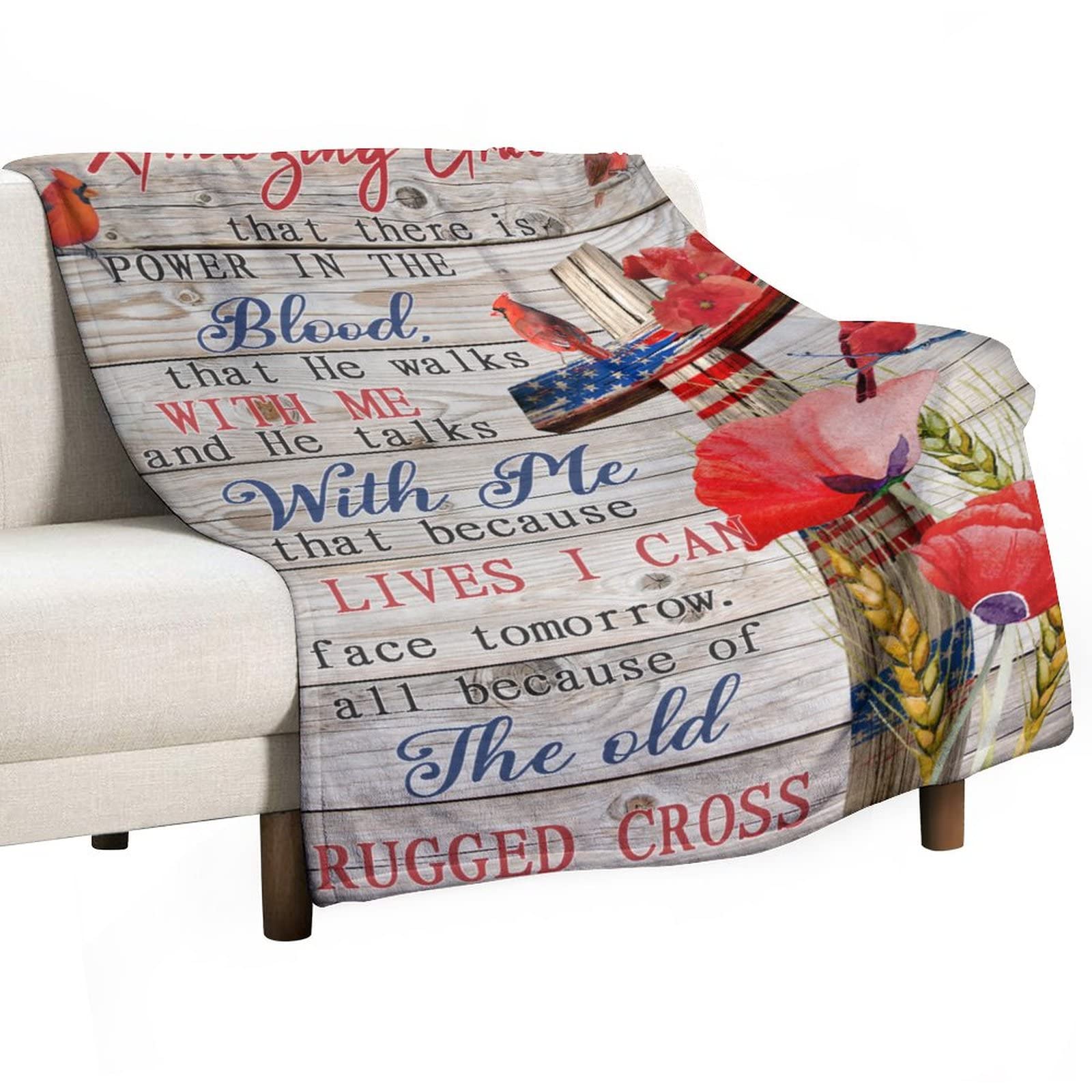 Couverture pour enfants Cross Cardinals | Plaid doux pour canapé imprimé Poppy & Grace