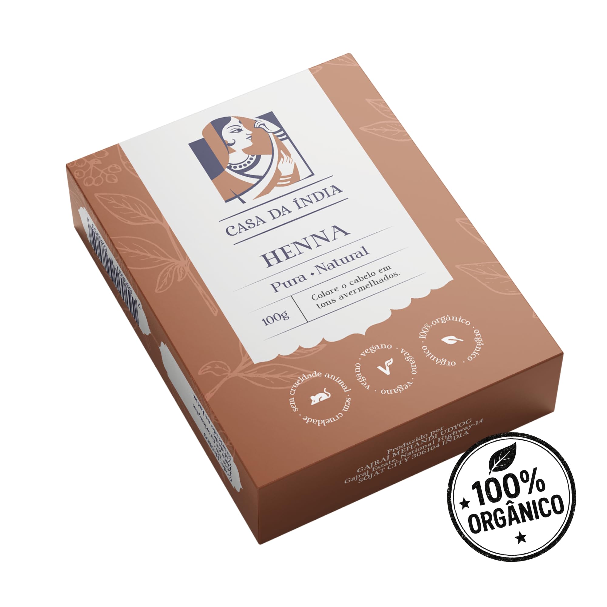Kit Henna Natural Ruiva + Cassia Obavata Casa Da Índia 100