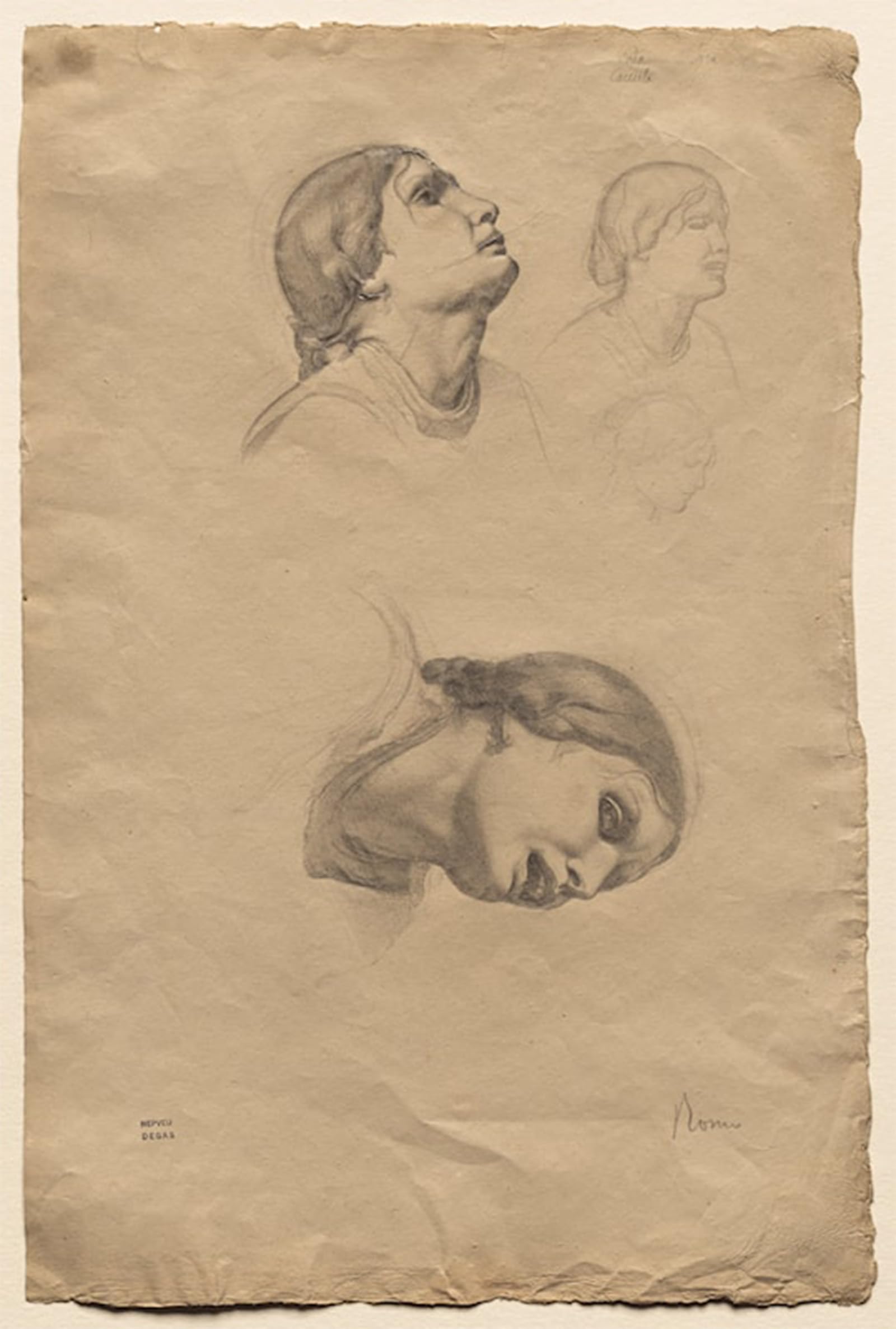 POSTERIIk Famous Modern Artwork Art Mural Four Studies of the Head of a Young Italian Woman by Edgar Degas Oil Paintings Pictures for Home Decor 60x90cm