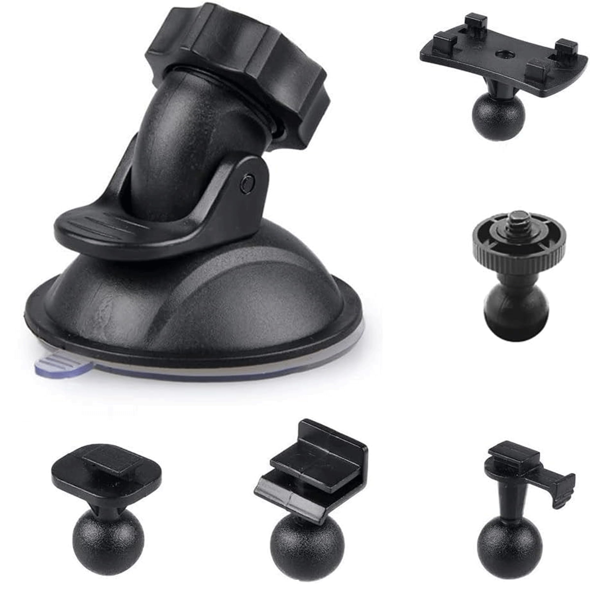 Car mounted suction cup for driving recorder, with 5 types of adapters, 360 degree car mount, used for driving DVR cameras, GPS motion cameras