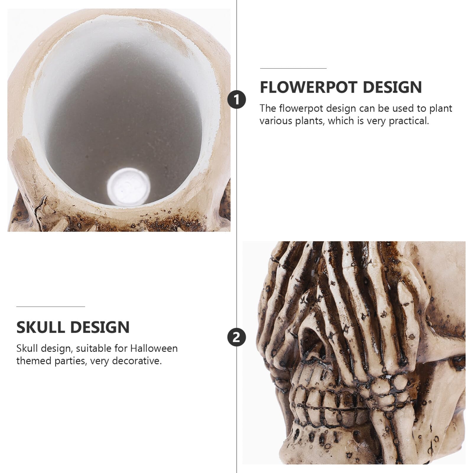 2 Skelett-Blumentöpfe – Totenkopf-Sukkulententöpfe Mit Ablaufloch, Für Home & Office Deko