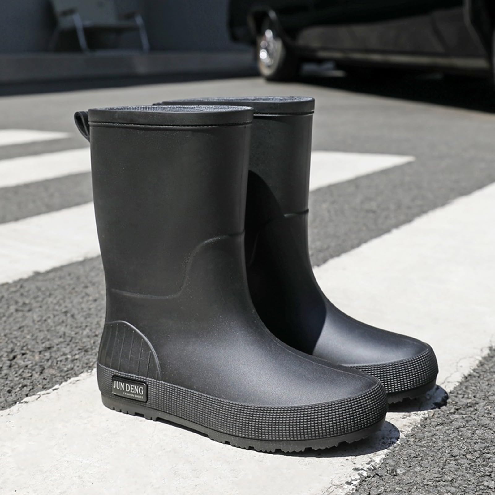 FGUUTYM Bottes de pluie pour femme - Avec pieds larges - En caoutchouc - Courtes - Imperméables - Antidérapantes - Pour le jardin et la randonnée