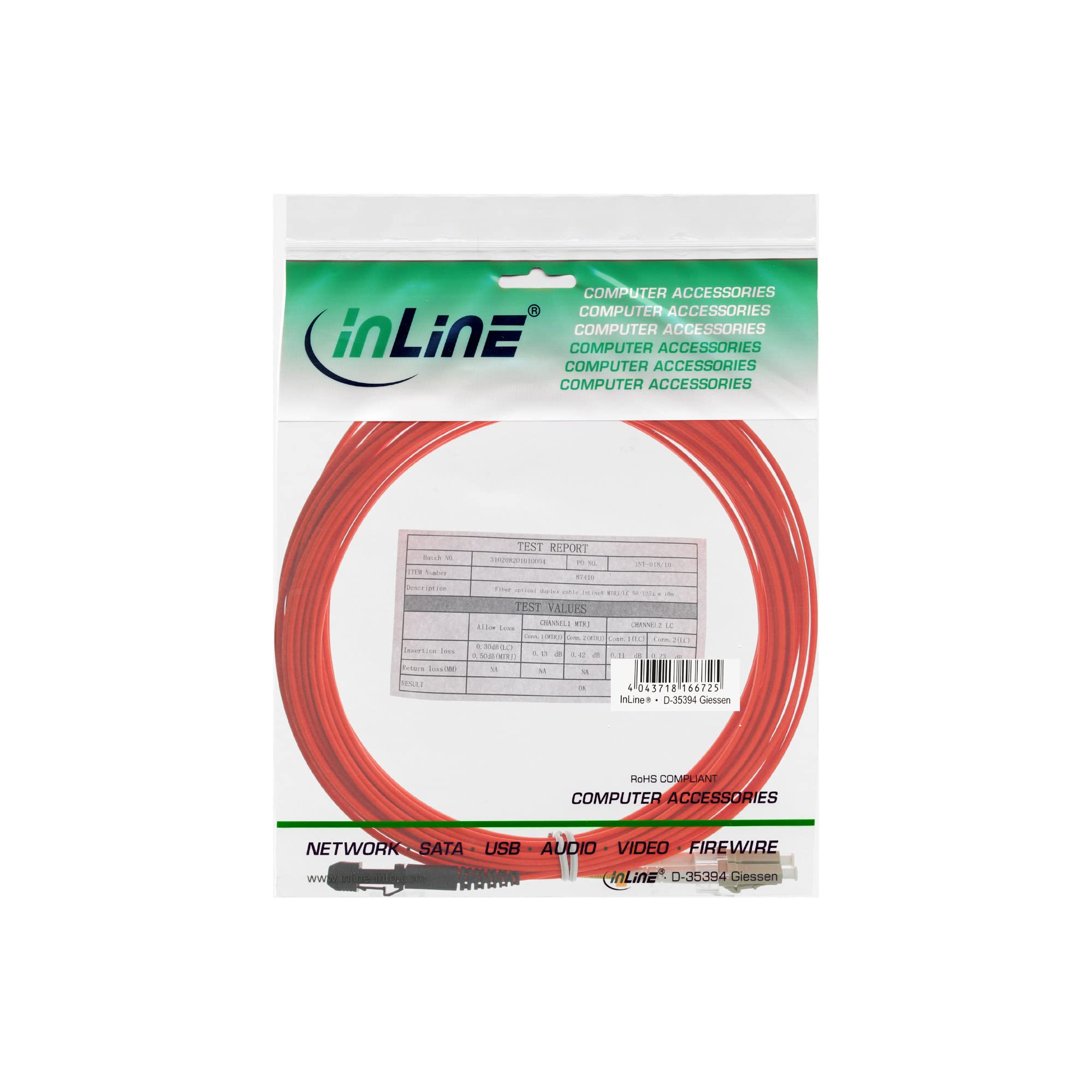 Cavo Bretella Fibra Ottica InLine Duplex OM4 10 Metri – LC/LC 50/125µm, LSZH, Colore Viola
