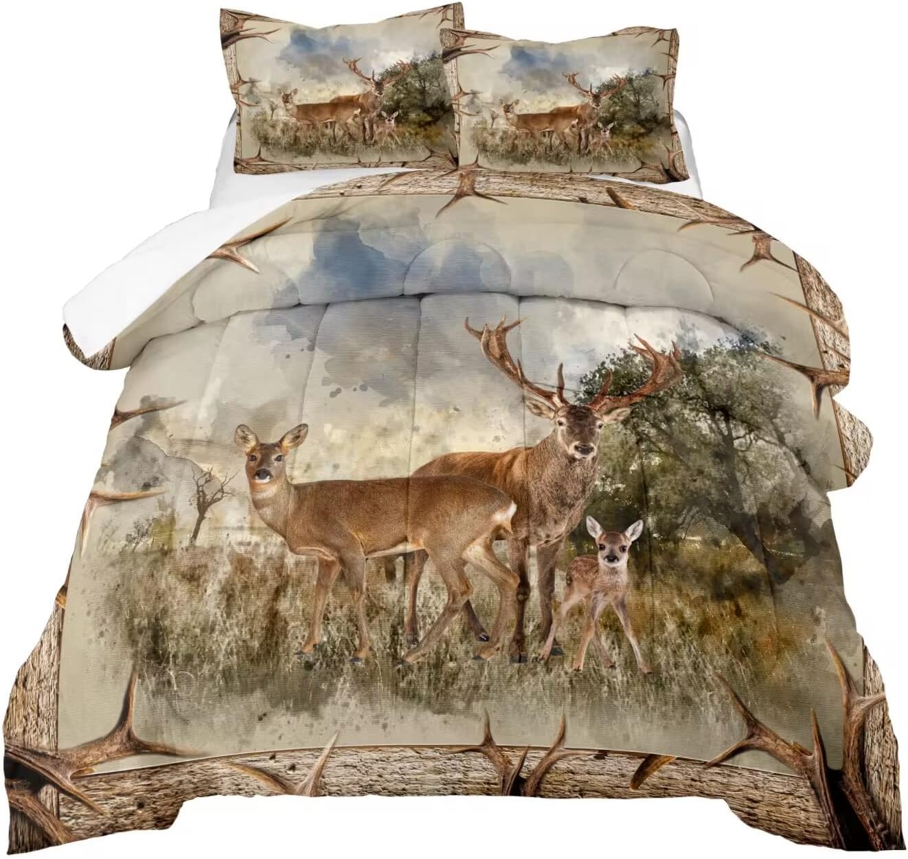 NINENINE Deer Comforter Sets Twin Size for Boys Girls Kids