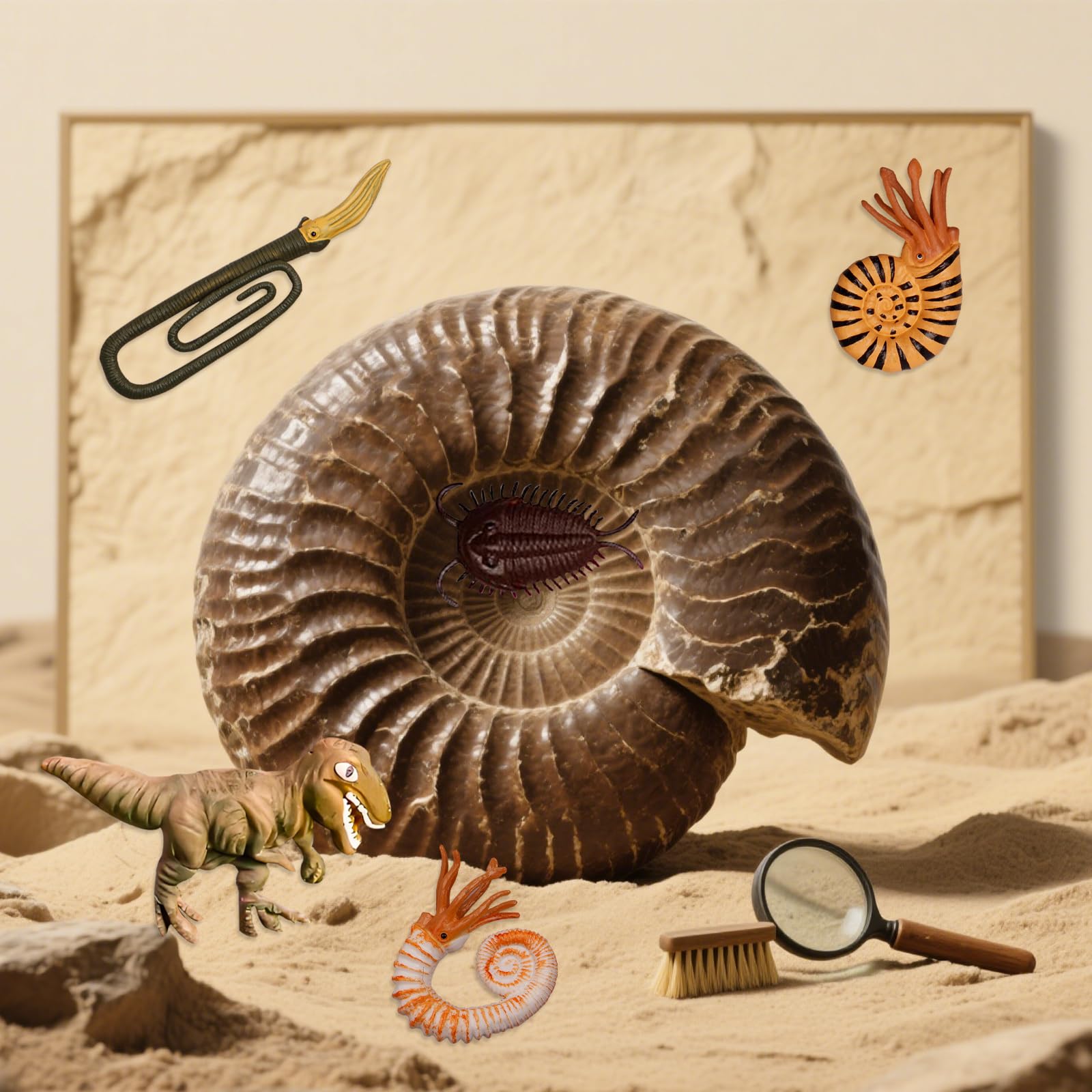 Fossil Silicone Resin Molds Set, 4 Pieces, Dinosaur T-Rex, Trilobite, Ammonite Designs for Chocolate Cake Decoration Cupcake Topper - Image 4