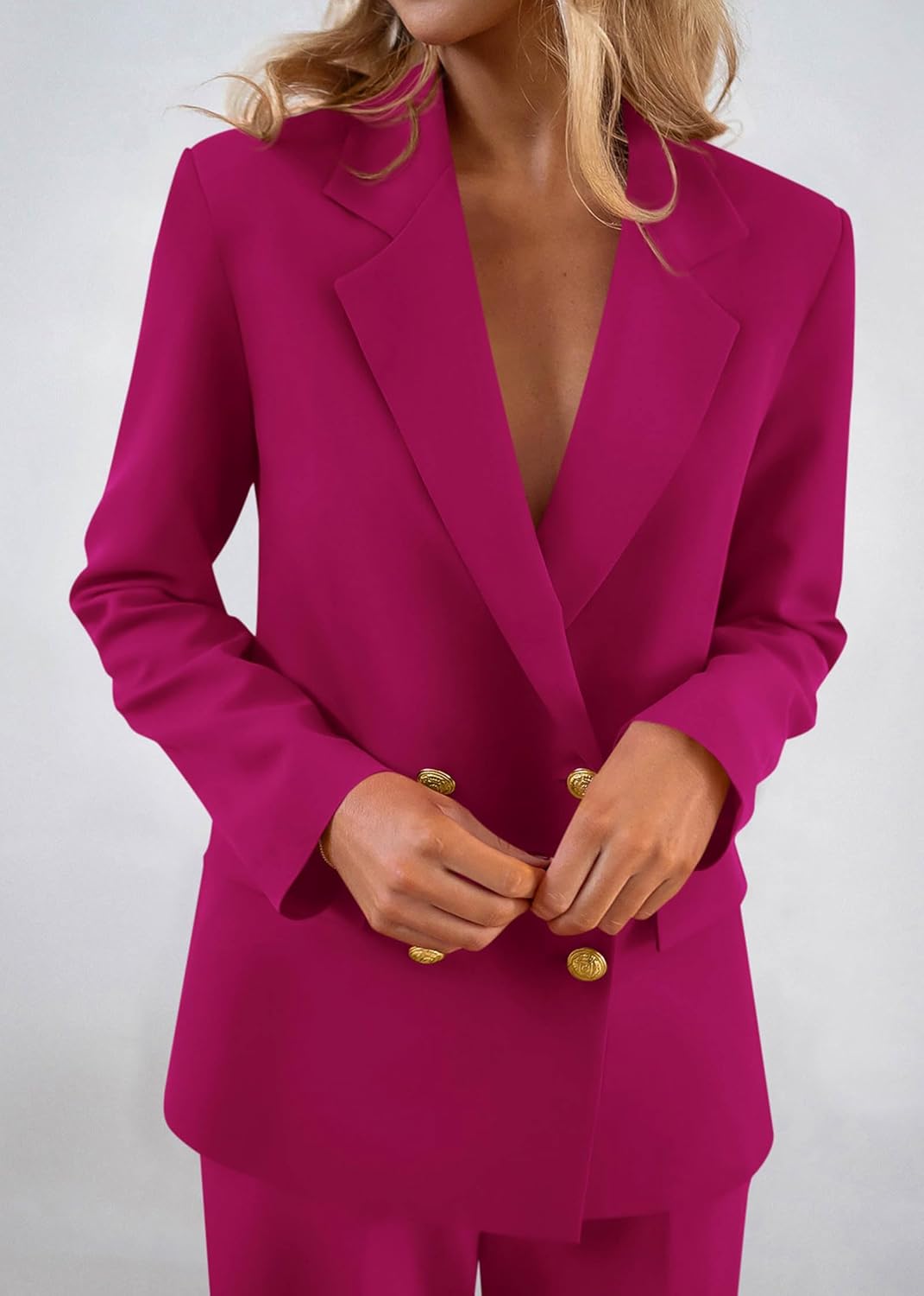 KIRUNDO Blazers for Women Business Casual 2025 Fall Long Sleeve Double Breasted Open Front Work Suit Jackets with Pockets - Image 4