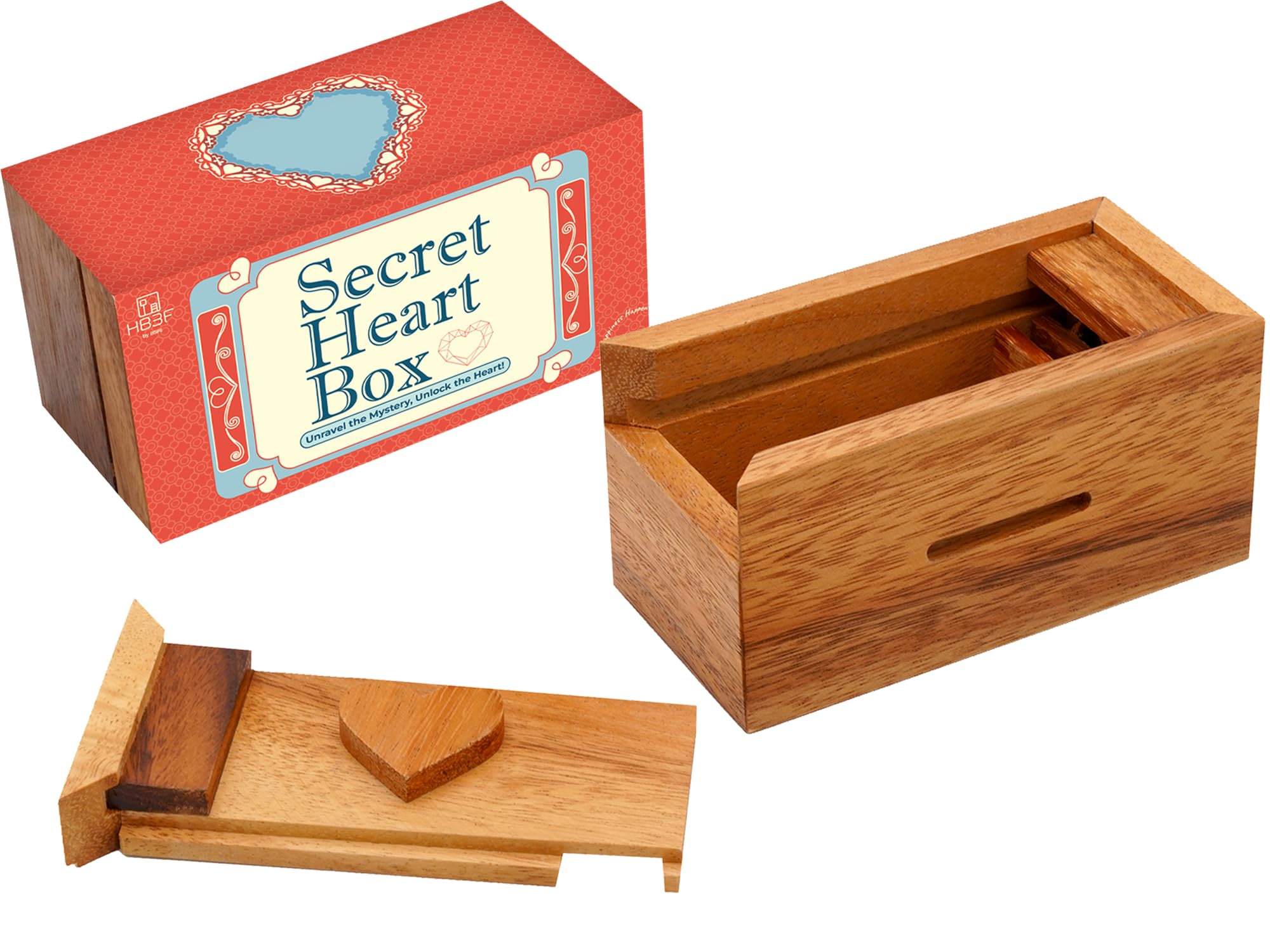 BSIRI Secret Heart Box- Secret Box Brain Teaser Wooden Puzzle