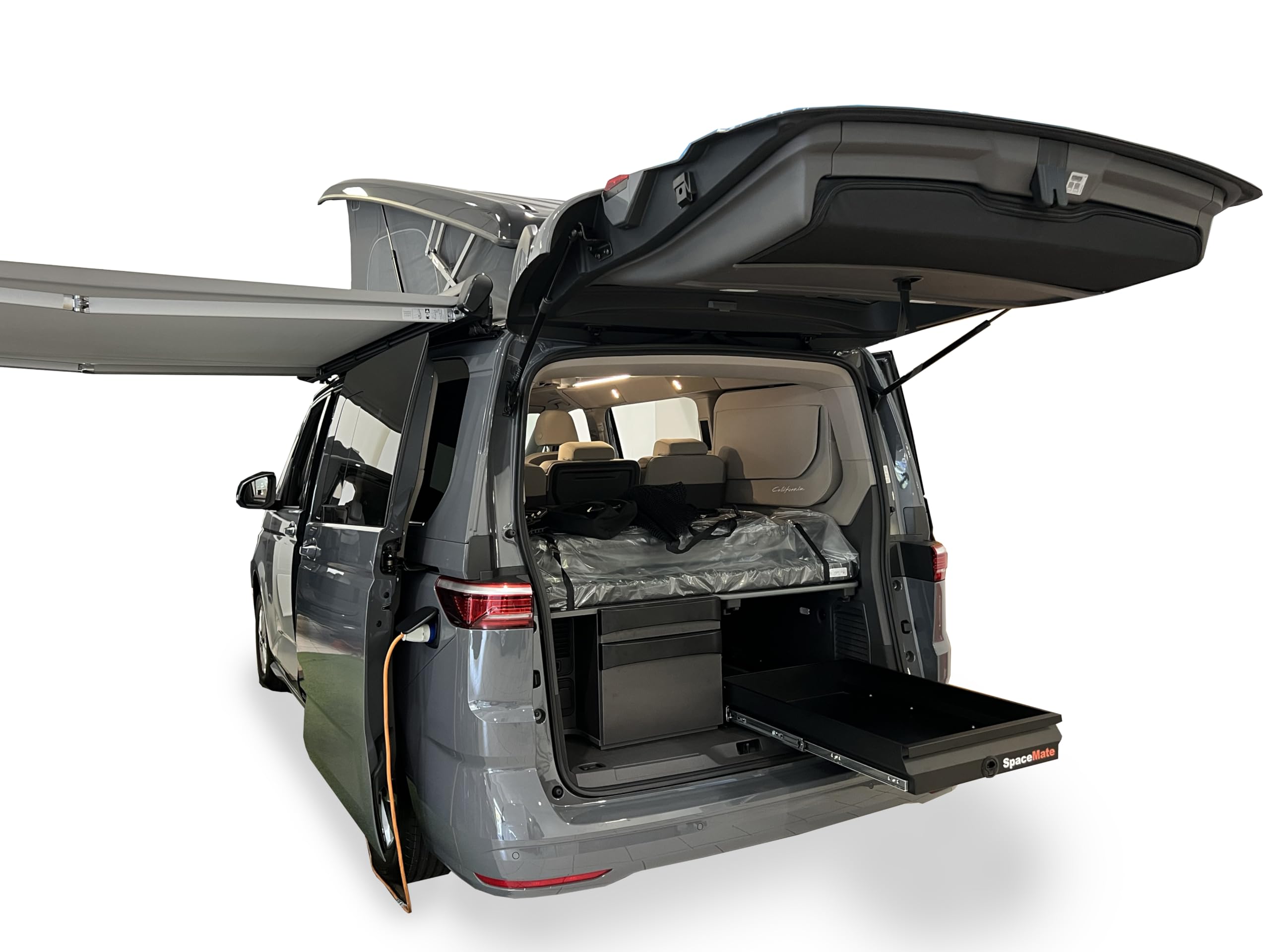 SpaceMate California Rear Storage Drawer – Sliding Boot Organiser for T7 Multivan Beach Camping