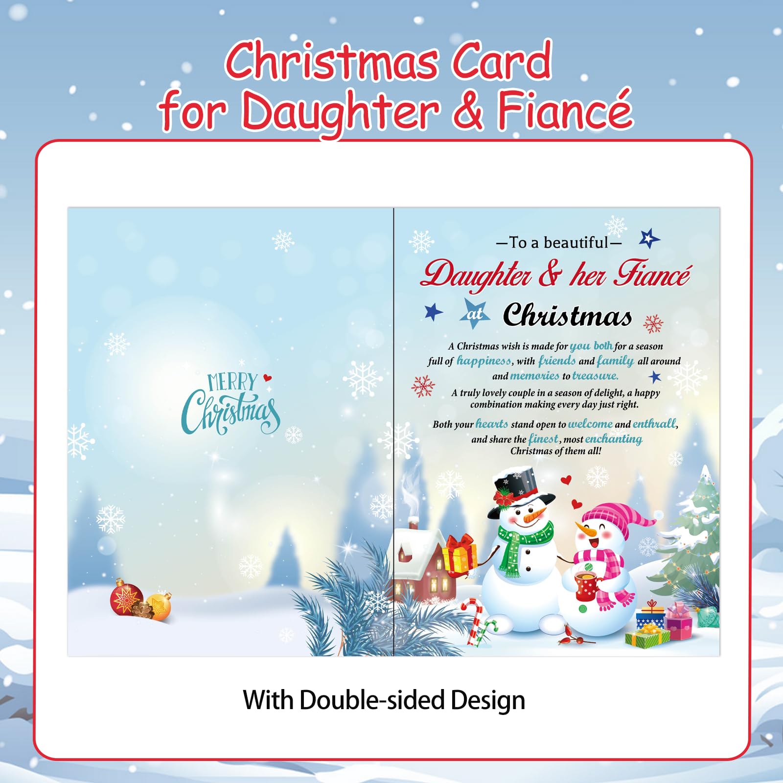 HOWAF Daughter and Fiance Christmas Card, Daughter & Fiancé Card & Couple Keyrings, Couple Gifts for Christmas - Image 3
