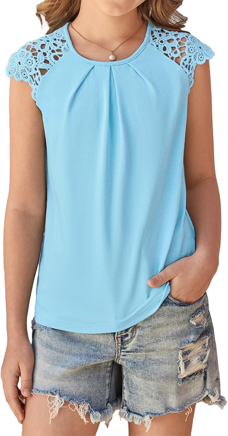 blibean Teen Girls Summer Tshirt Short Sleeve Button Tops Size 6-15 Years