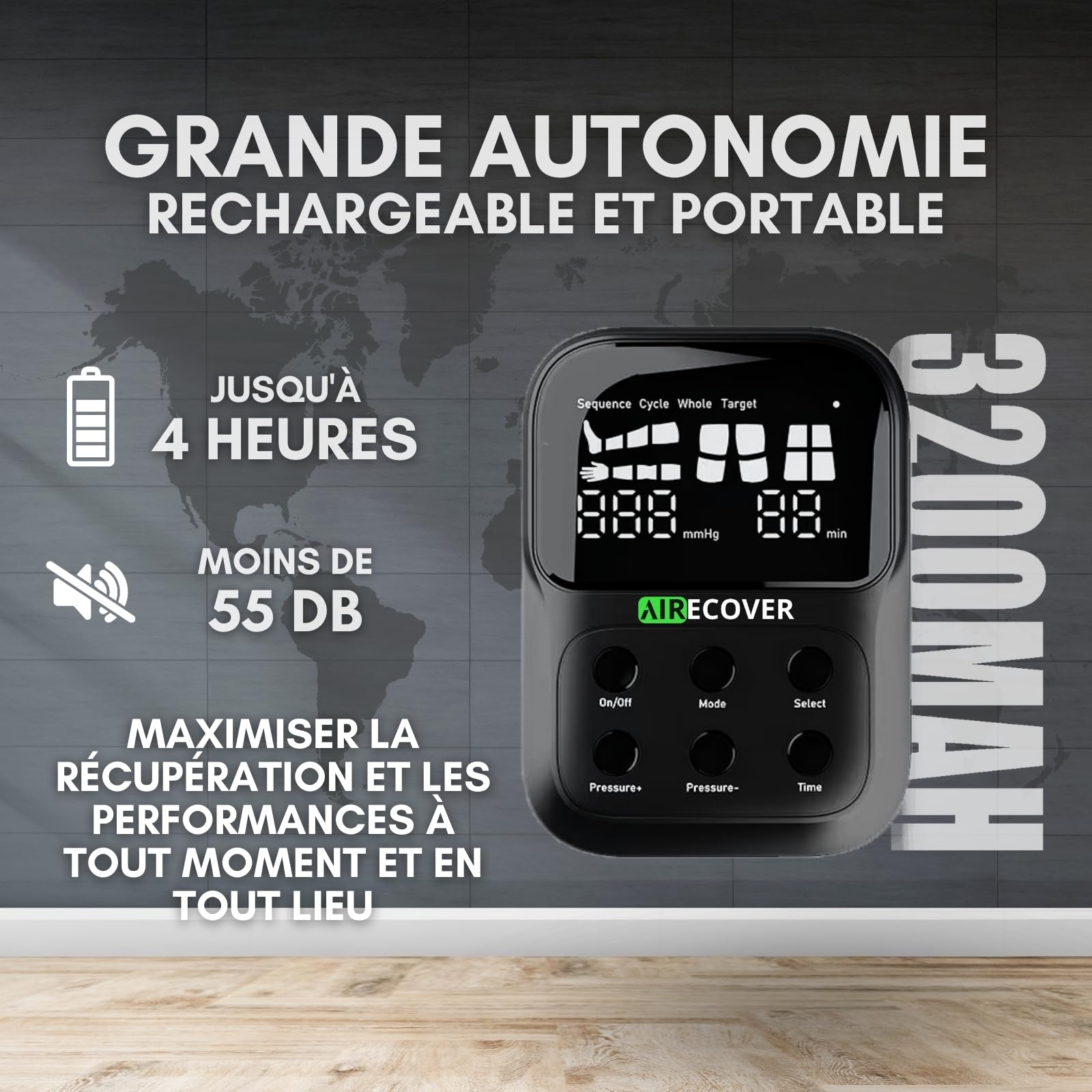 Bottes de Pressothérapie sans Fil, Masseur de Jambes pour Drainage Lymphatique, Soulagement de la Douleur, Amélioration de la Circulation Sanguine, Batterie 4 Heures (L)