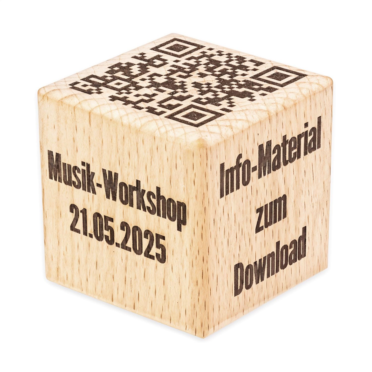 Cube en bois avec gravure personnalisée décoration salon keepdrum