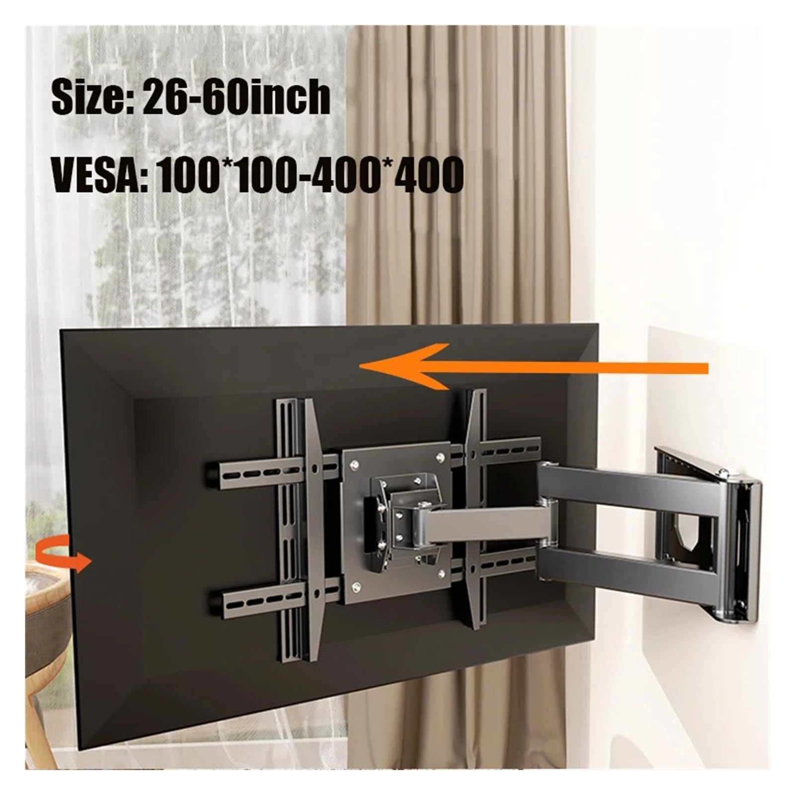 Inclinazione ， Adatto A 26-60 Pollici Curvo Piatto, VESA 400x400mm, Staffa for Montaggio A Parete for TV A Movimento Completo, | Braccio estensibile articolato, girevole,