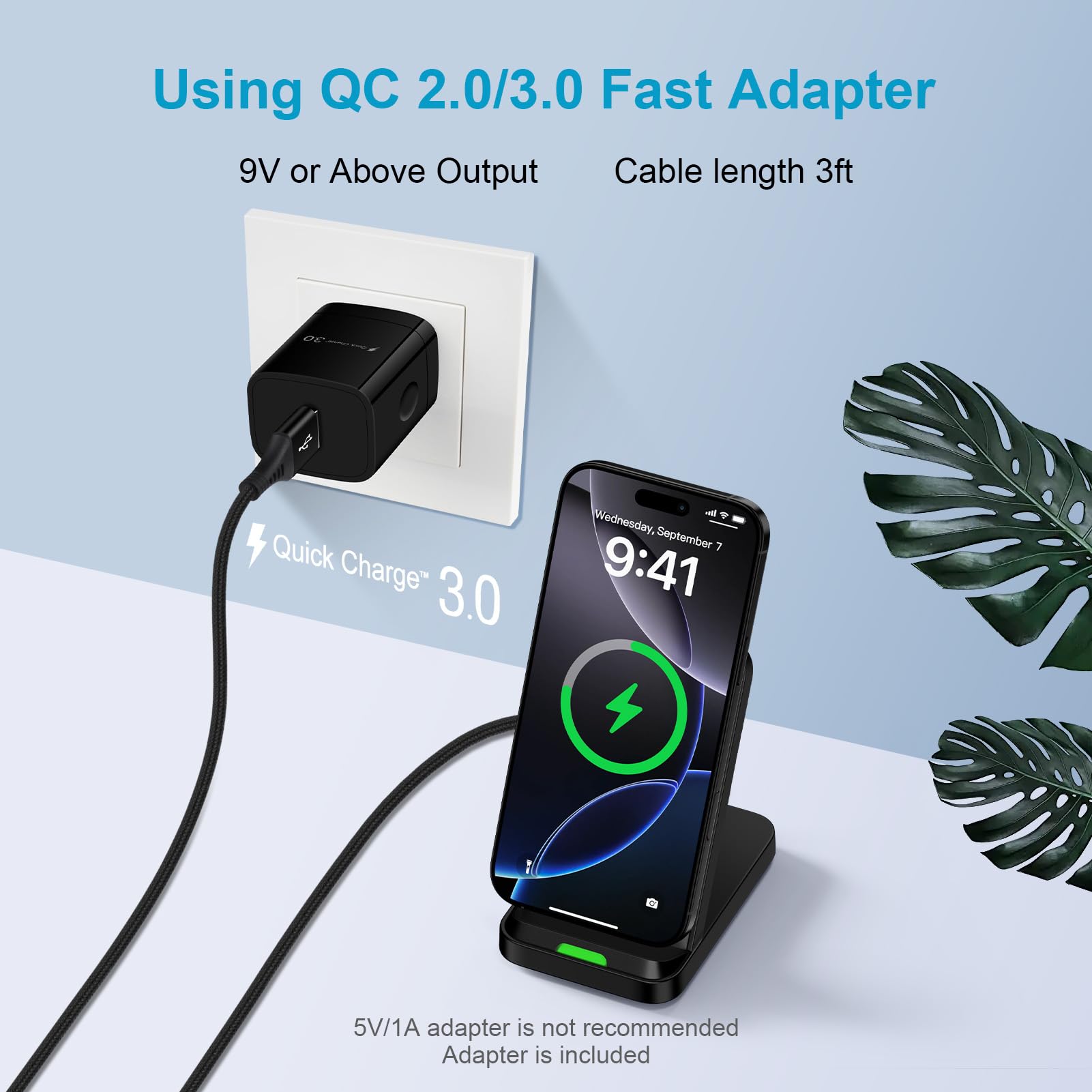 15W Samsung S25 Wireless Charger Fast Charging Stand for Galaxy S25 Ultra/S25 Plus/S24 Ultra/Z Flip6/Fold6,Android Wireless Charging Station with QC Adapter for Pixel 9/9 Pro XL/Fold/8/7 Pro,iPhone 16