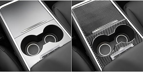 Miniatura 5 de Panel de cubierta de fibra de carbono de 2 piezas Control central universal-A Kit de molduras interiores para Tesla modelo 3 2017-2022 y modelo Y