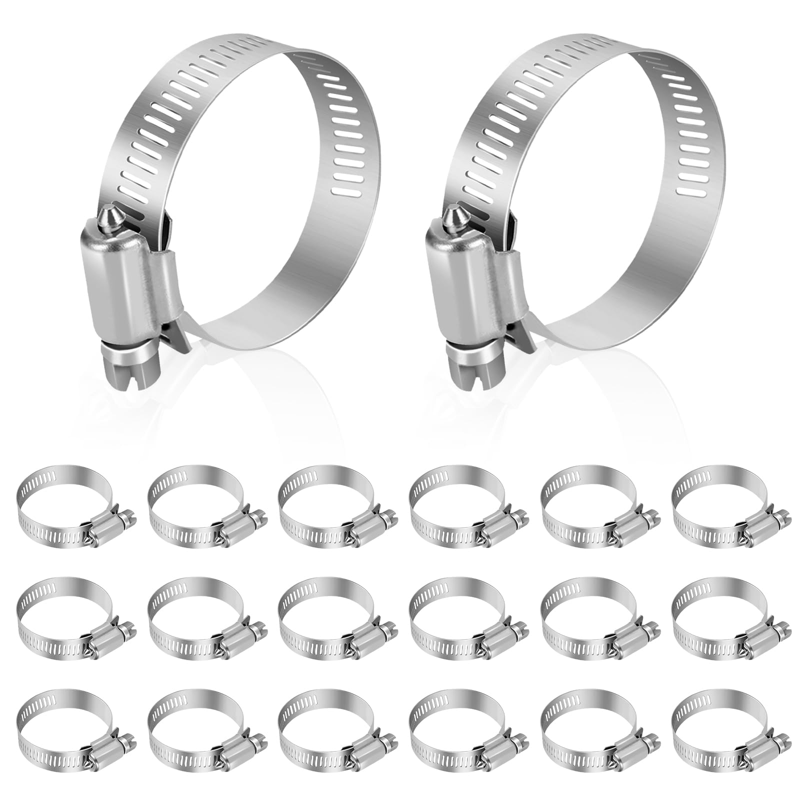 Swordfish 26-Piece Stainless Steel Worm Gear Hose Clamp Assortment - Various Sizes