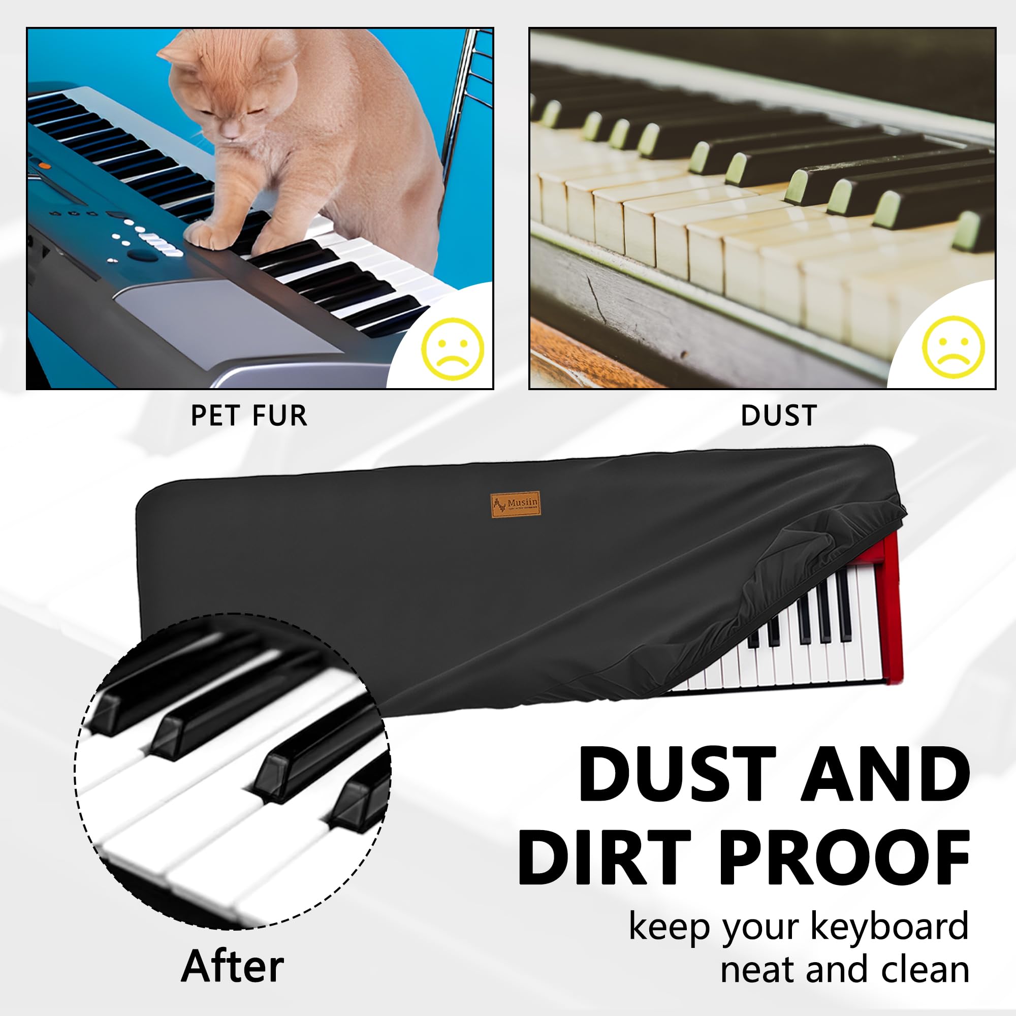 Musiin Staubschutz für Klaviertastaturen mit 88 Tasten, kompatibel mit Nord Stage 4 88 Tasten, Piano 5 88, Stage 3 88, Yamaha MODX M8, Chinlon, seidige Haptik und maßgeschneidertes Design
